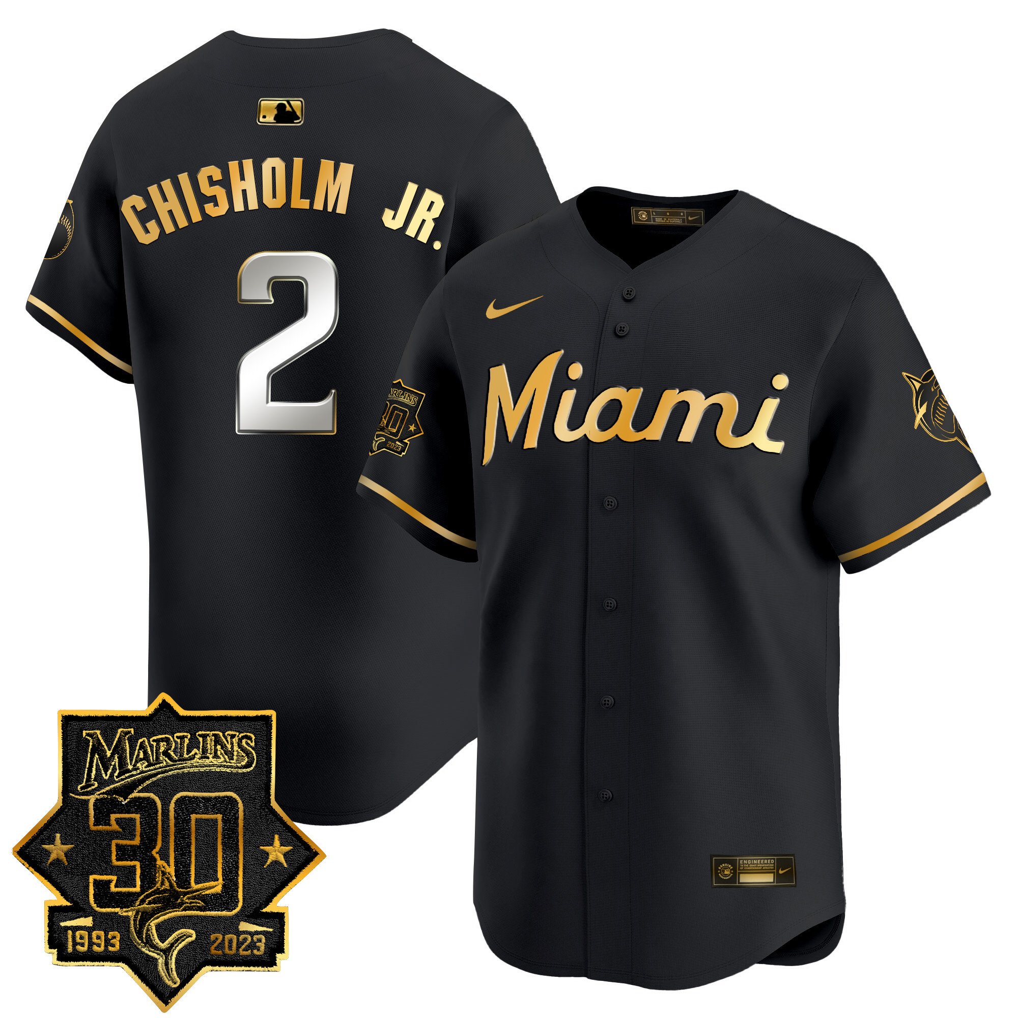 Men's Miami Marlins 30 Seasons Anniversary Patch Vapor Premier Limited Jersey – All Stitched