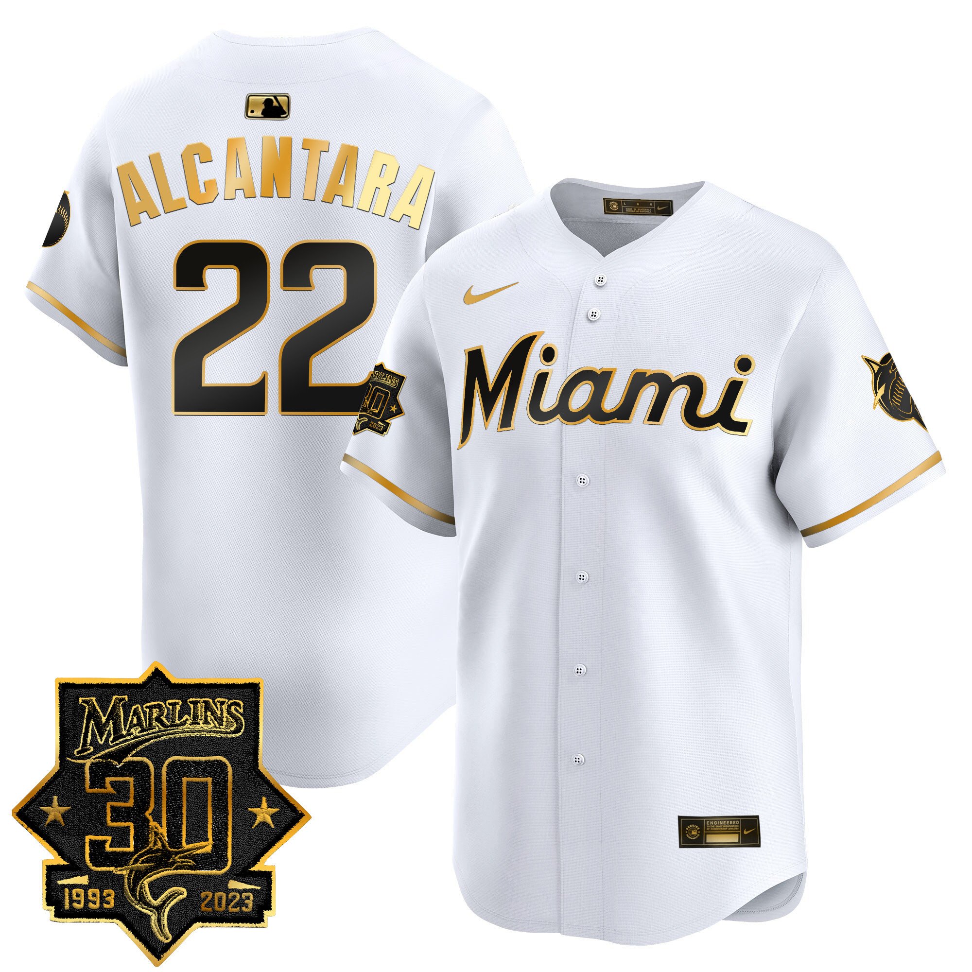 Men's Miami Marlins 30 Seasons Anniversary Patch Vapor Premier Limited Jersey – All Stitched