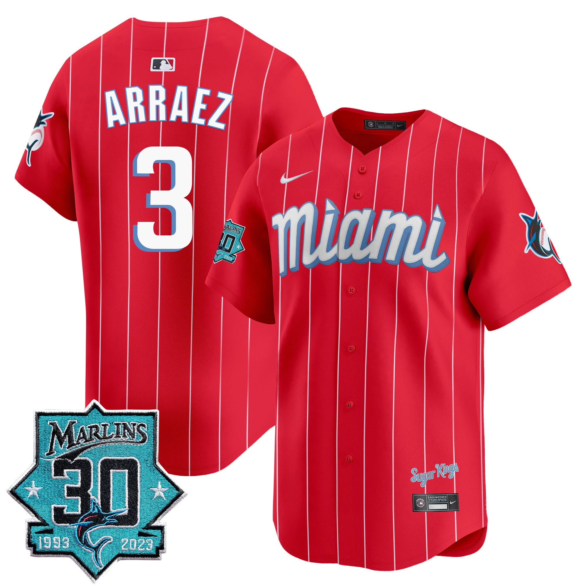 Men's Miami Marlins 30 Seasons Anniversary Patch Vapor Premier Limited Jersey – All Stitched