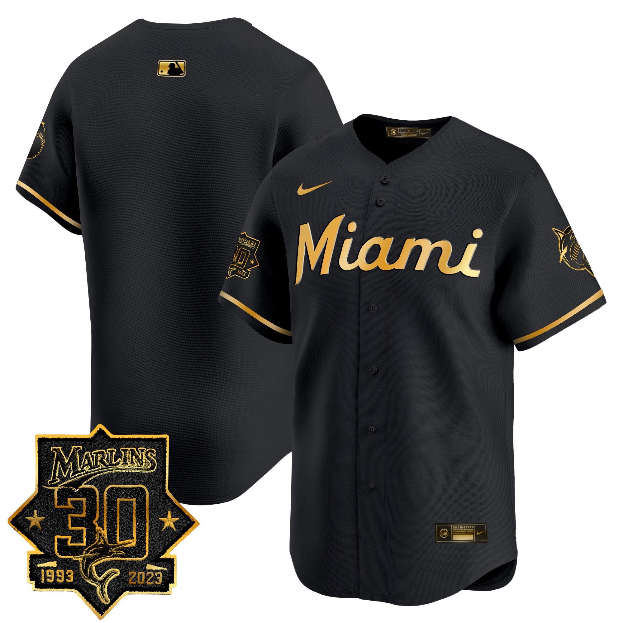 Men's Miami Marlins 30 Seasons Anniversary Patch Vapor Premier Limited Jersey – All Stitched