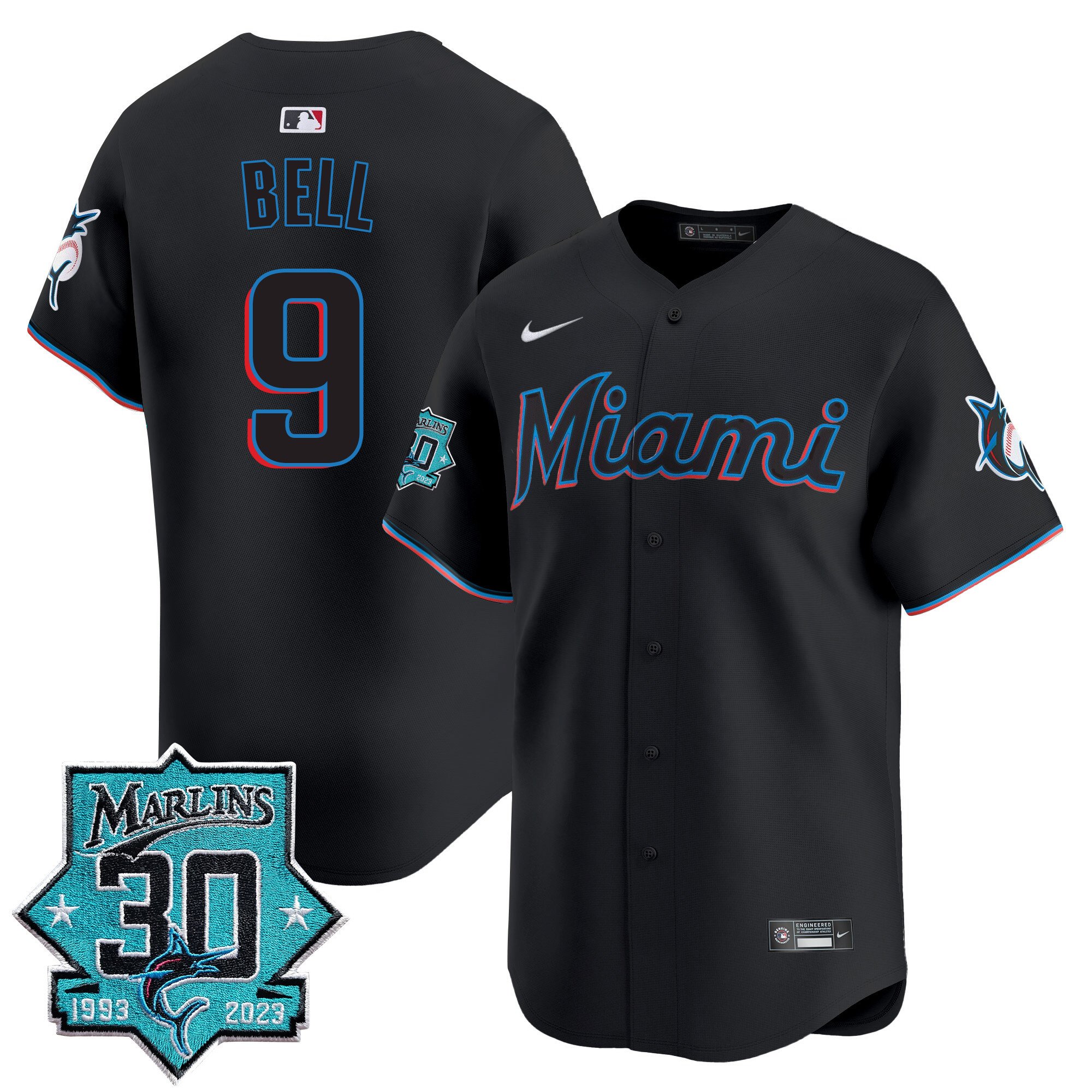 Men's Miami Marlins 30 Seasons Anniversary Patch Vapor Premier Limited Jersey – All Stitched