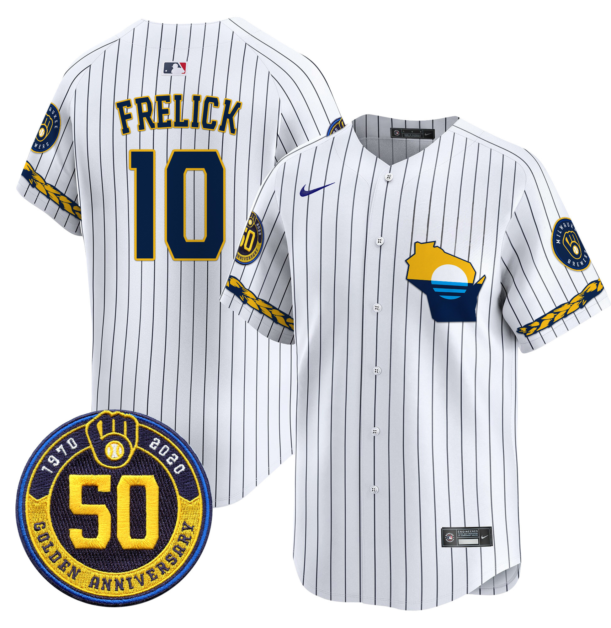 Men's Milwaukee Brewers Golden 50th Anniversary Patch Vapor Premier Limited Jersey - All Stitched