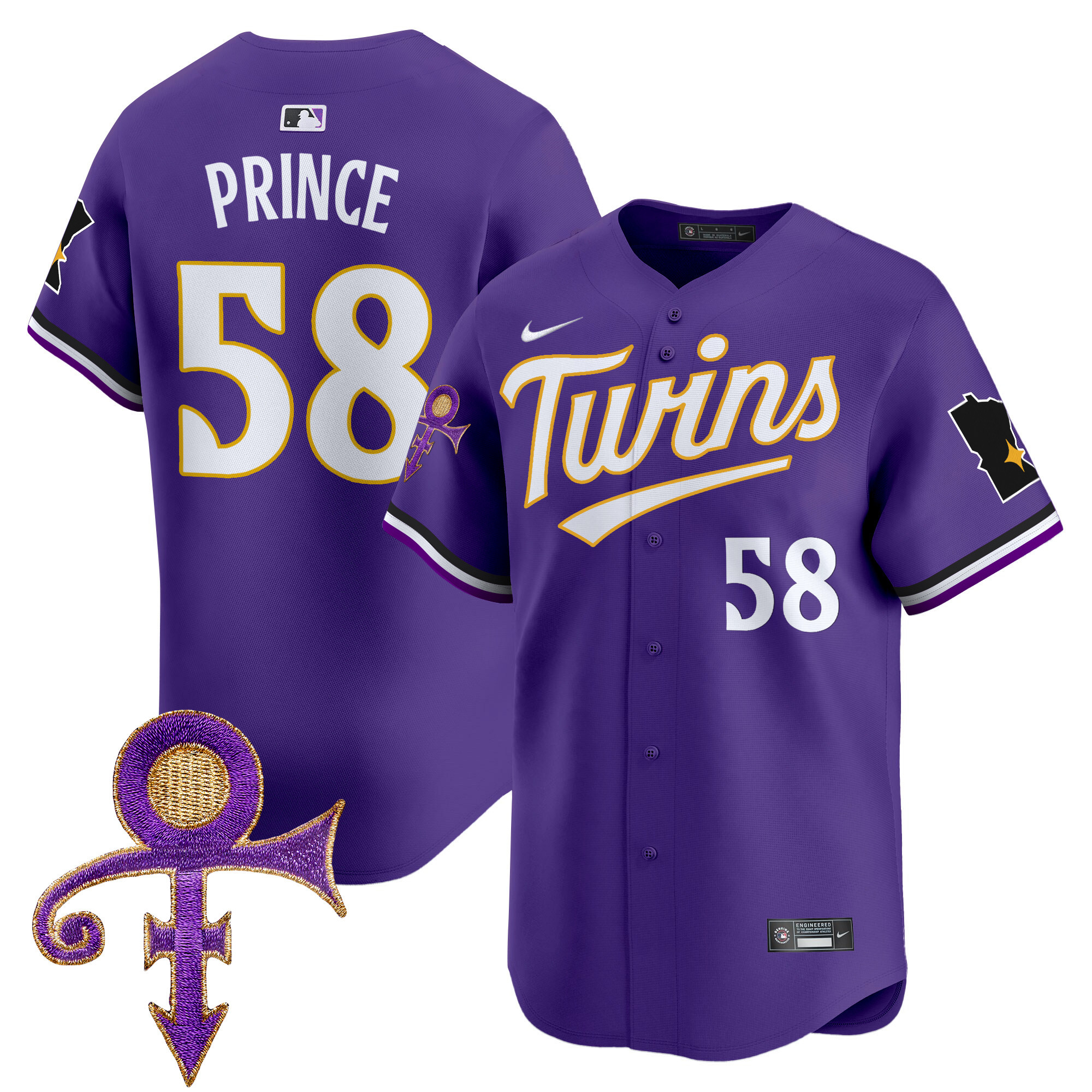 Men's Minnesota Twins Prince Patch Vapor Premier Limited Jersey V3 - All Stitched