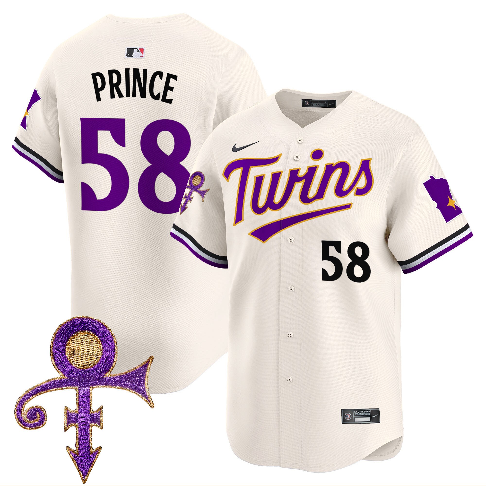 Men's Minnesota Twins Prince Patch Vapor Premier Limited Jersey V3 - All Stitched
