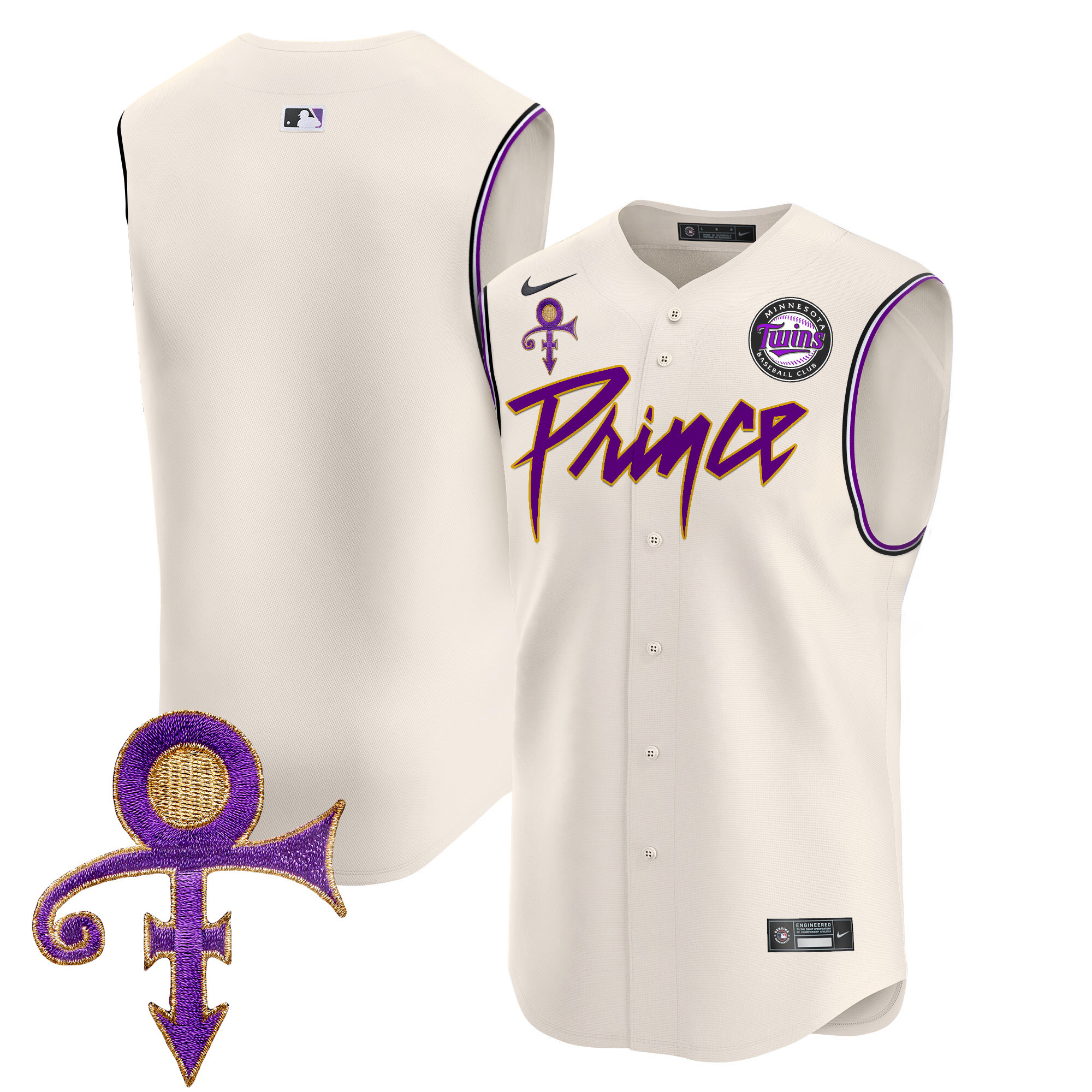 Men's Minnesota Twins Prince Patch Vapor Premier Sleeveless Jersey - All Stitched