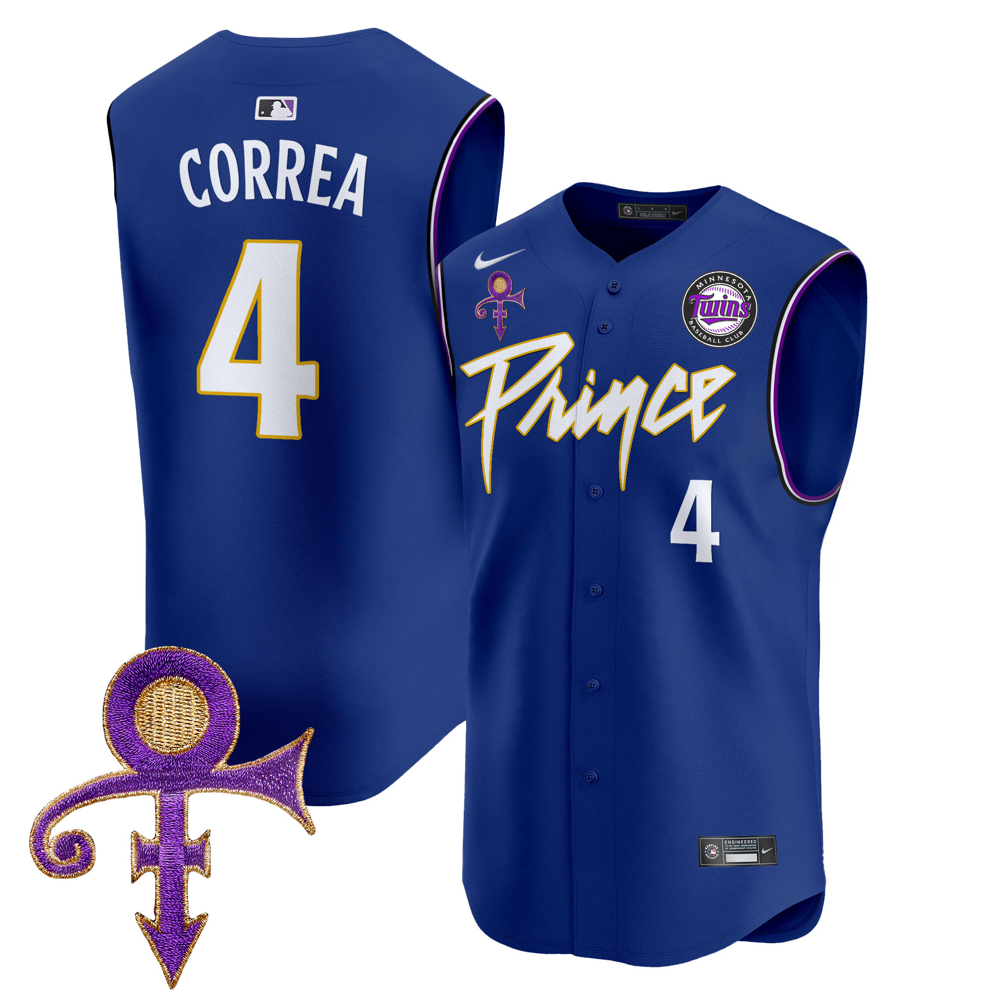 Men's Minnesota Twins Prince Patch Vapor Premier Sleeveless Jersey - All Stitched