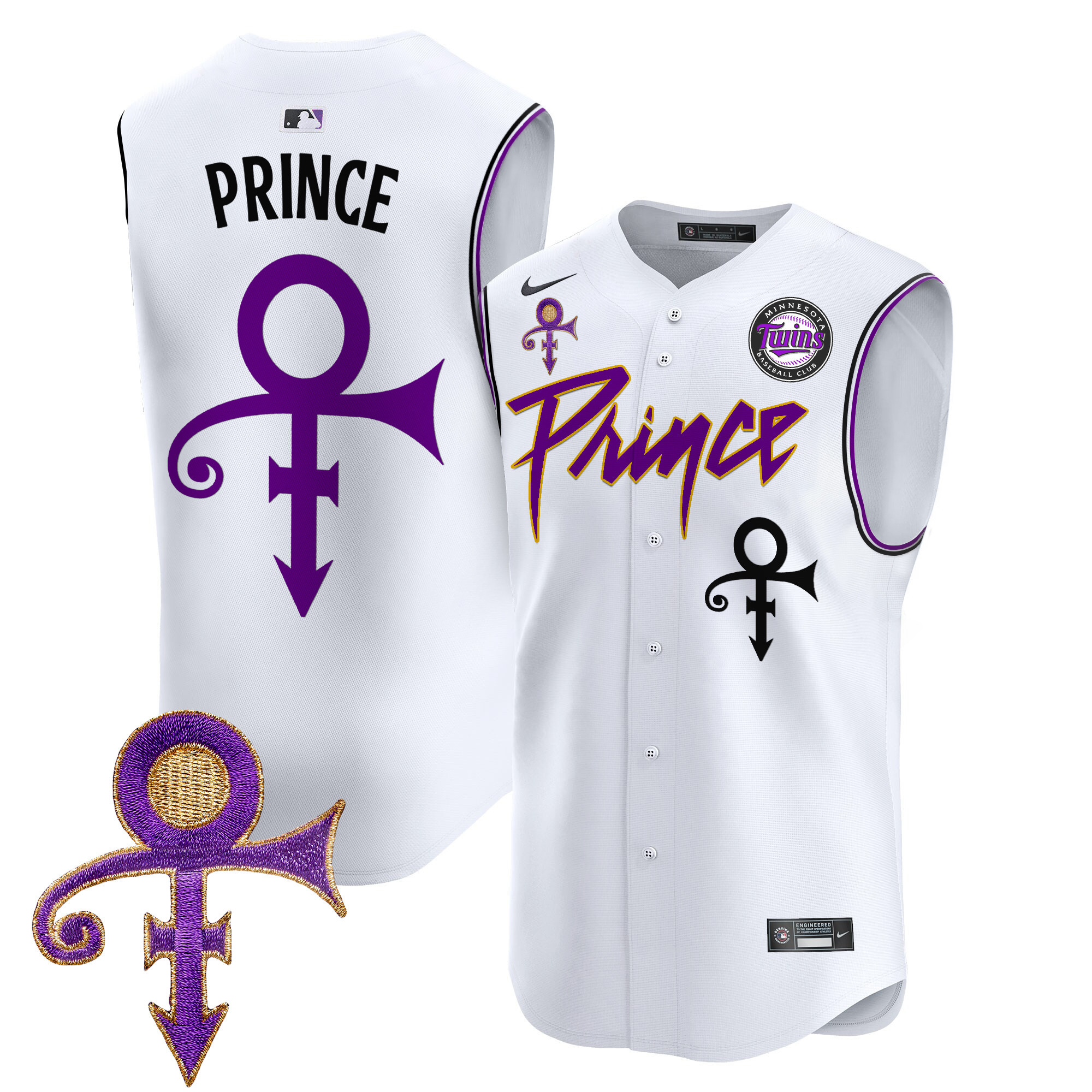 Men's Minnesota Twins Prince Patch Vapor Premier Sleeveless Jersey - All Stitched