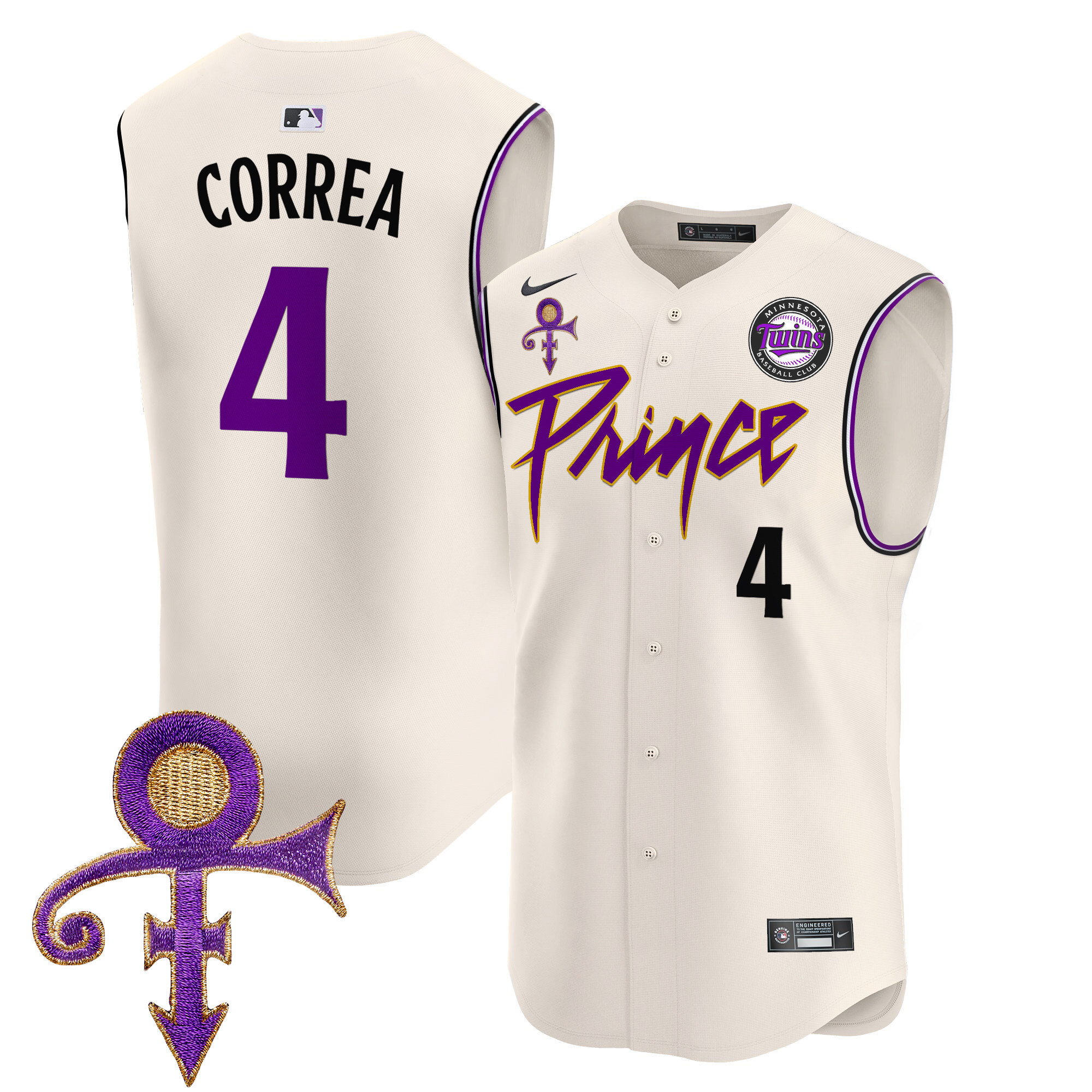 Men's Minnesota Twins Prince Patch Vapor Premier Sleeveless Jersey - All Stitched