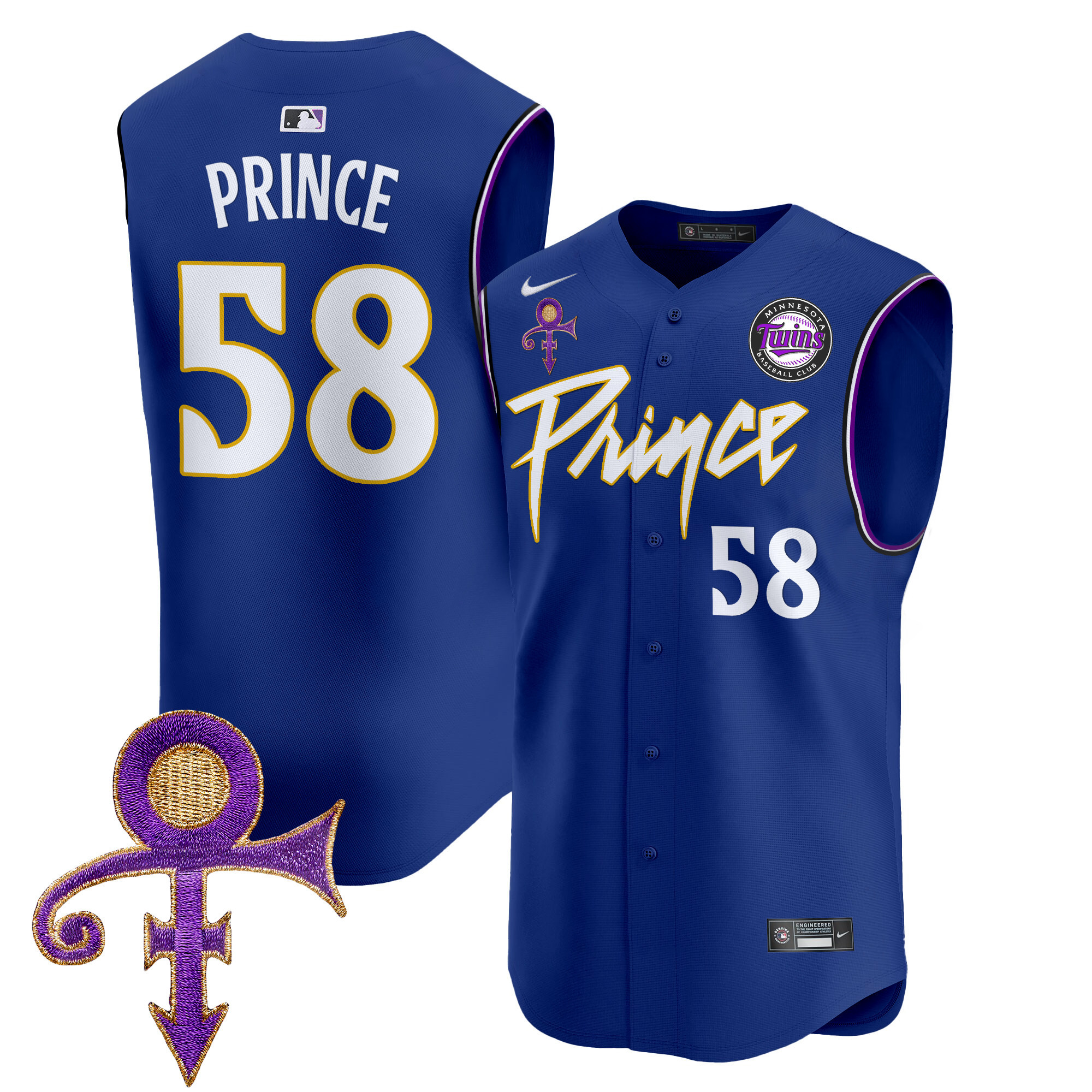 Men's Minnesota Twins Prince Patch Vapor Premier Sleeveless Jersey - All Stitched