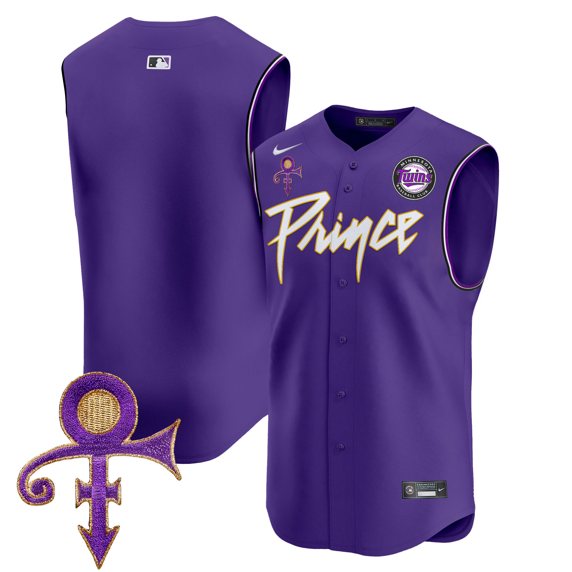 Men's Minnesota Twins Prince Patch Vapor Premier Sleeveless Jersey - All Stitched