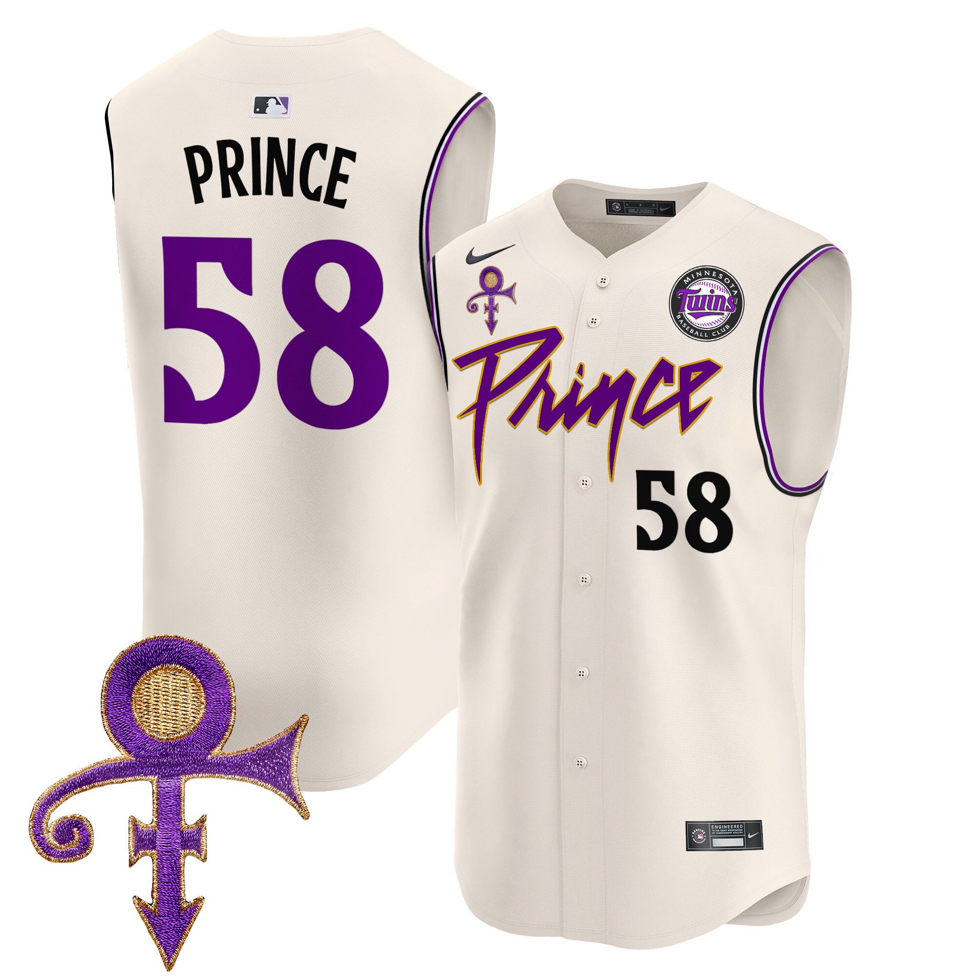 Men's Minnesota Twins Prince Patch Vapor Premier Sleeveless Jersey - All Stitched