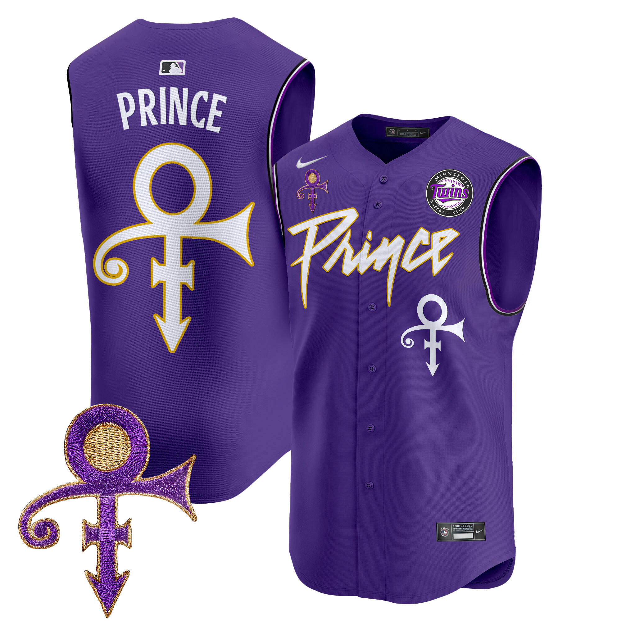 Men's Minnesota Twins Prince Patch Vapor Premier Sleeveless Jersey - All Stitched