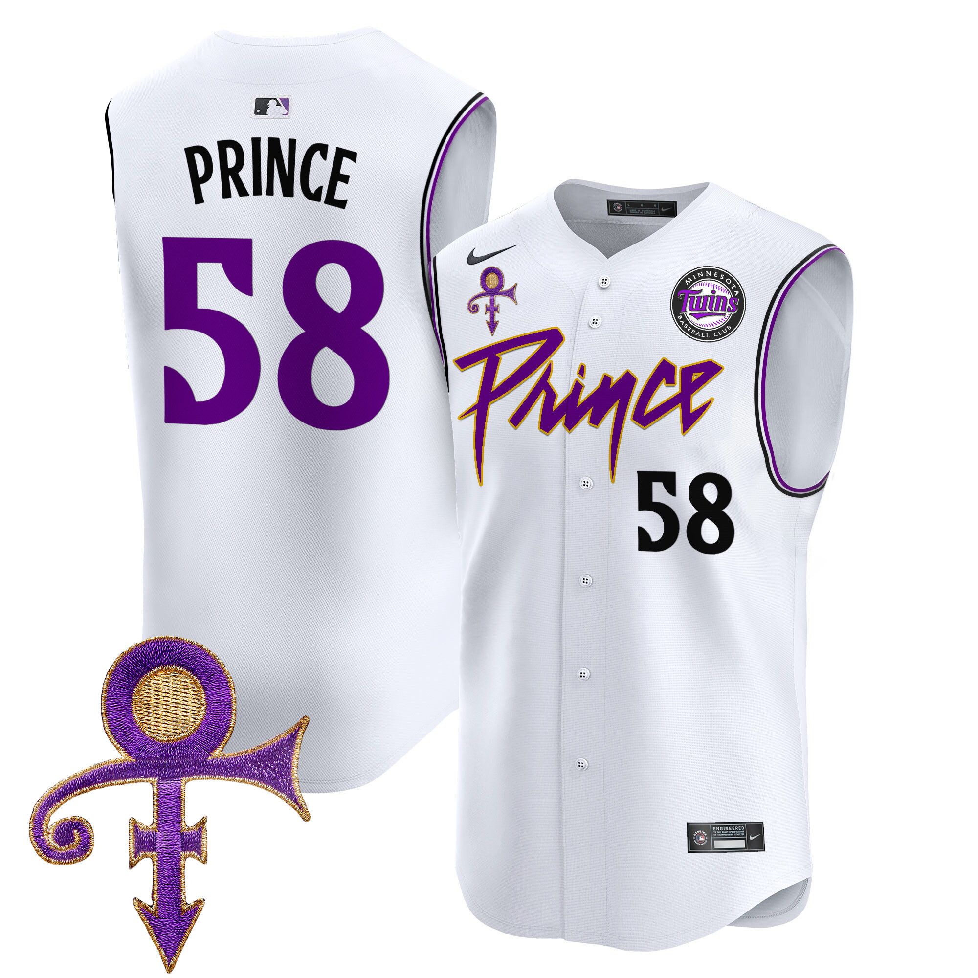 Men's Minnesota Twins Prince Patch Vapor Premier Sleeveless Jersey - All Stitched