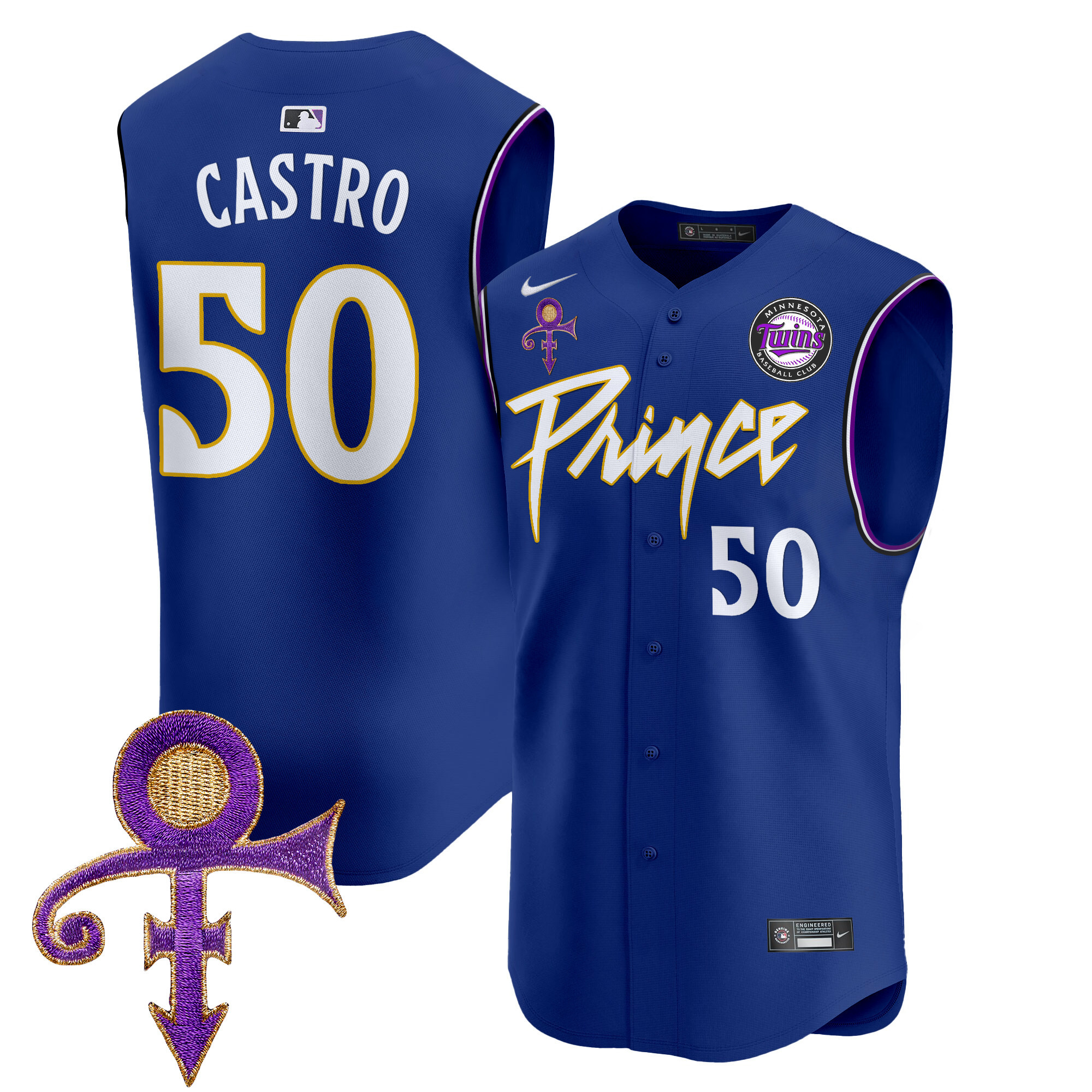 Men's Minnesota Twins Prince Patch Vapor Premier Sleeveless Jersey - All Stitched