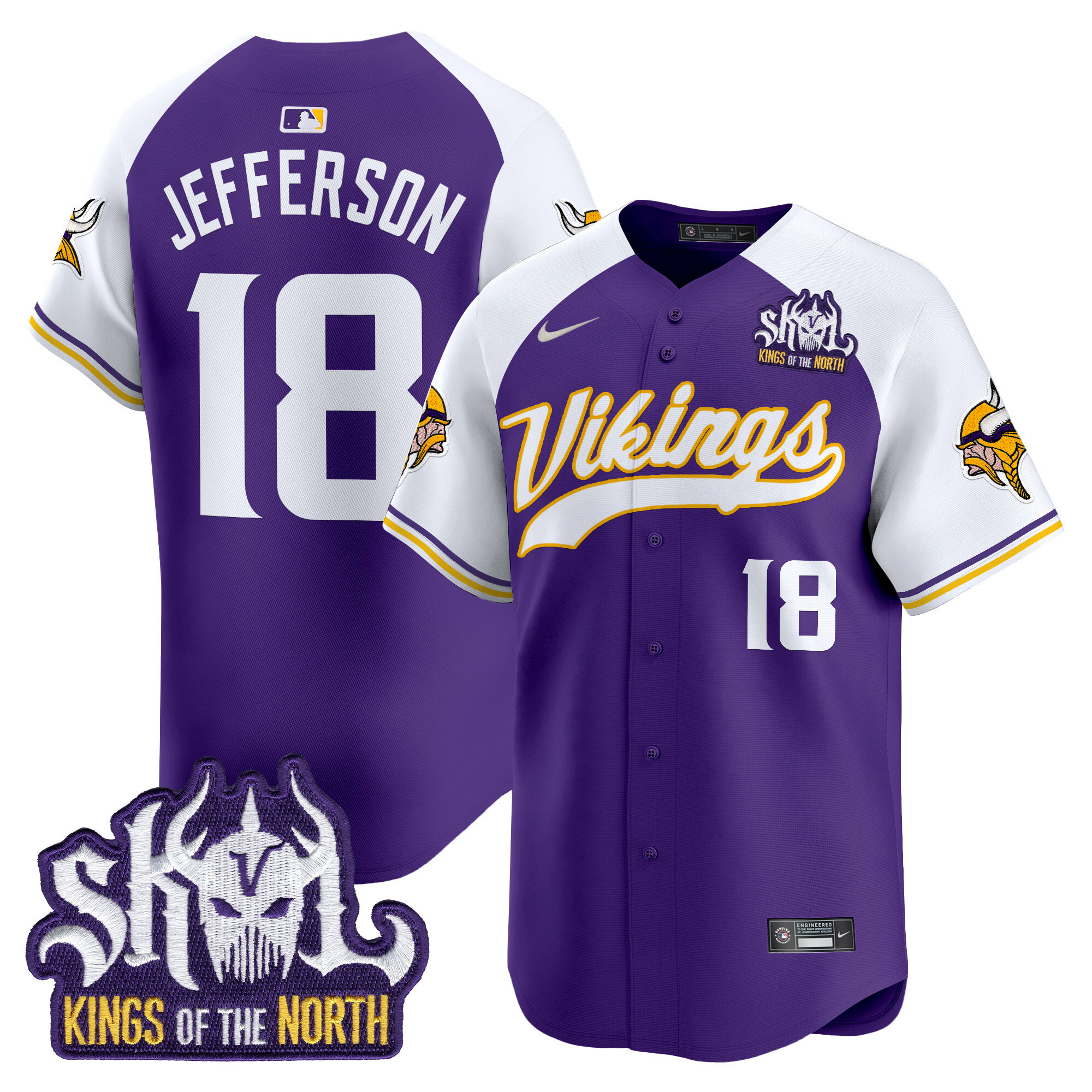 Men's Minnesota Vikings Kings Of The North Patch Vapor Premier Limited Jersey - All Stitched