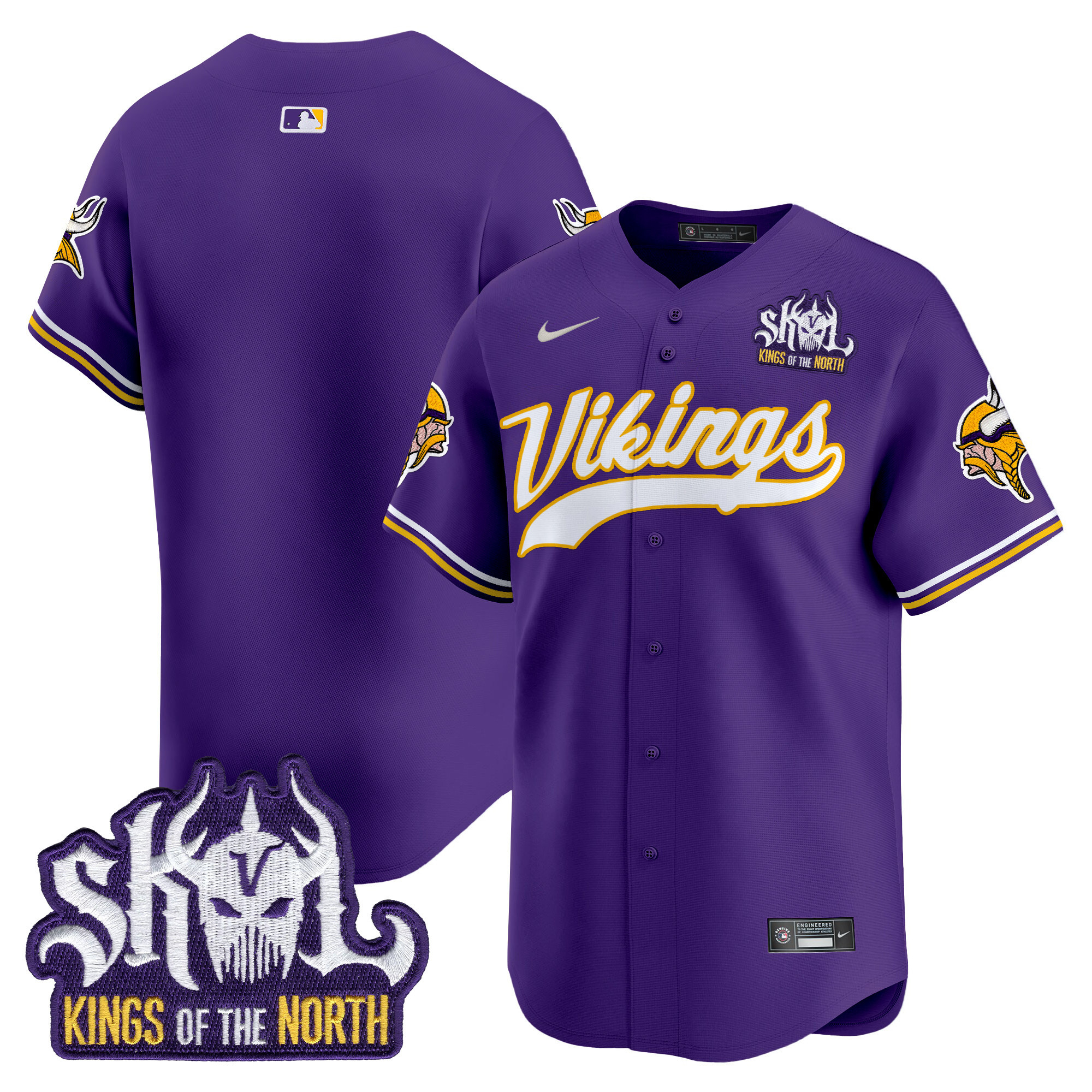 Men's Minnesota Vikings Kings Of The North Patch Vapor Premier Limited Jersey - All Stitched