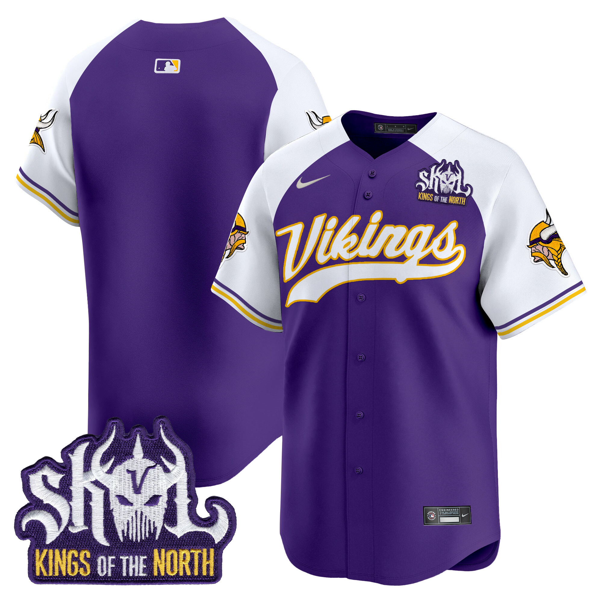 Men's Minnesota Vikings Kings Of The North Patch Vapor Premier Limited Jersey - All Stitched