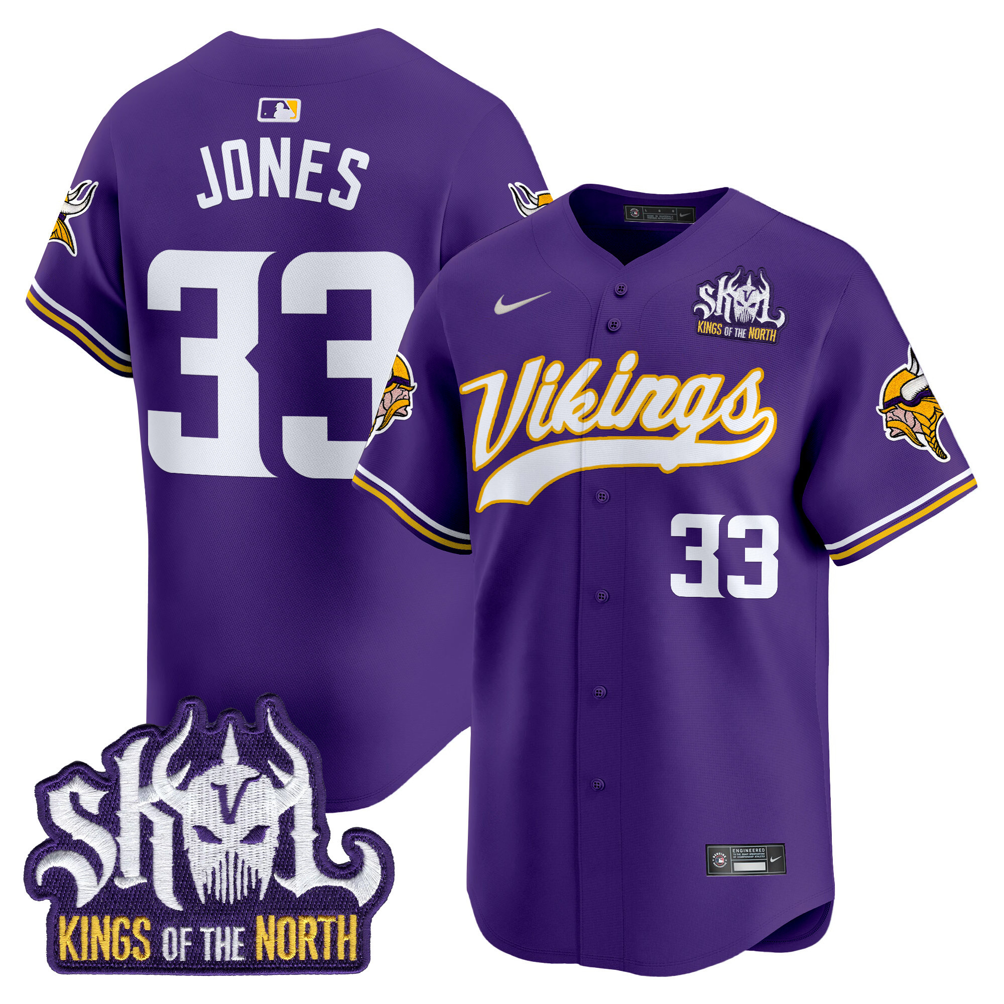 Men's Minnesota Vikings Kings Of The North Patch Vapor Premier Limited Jersey - All Stitched