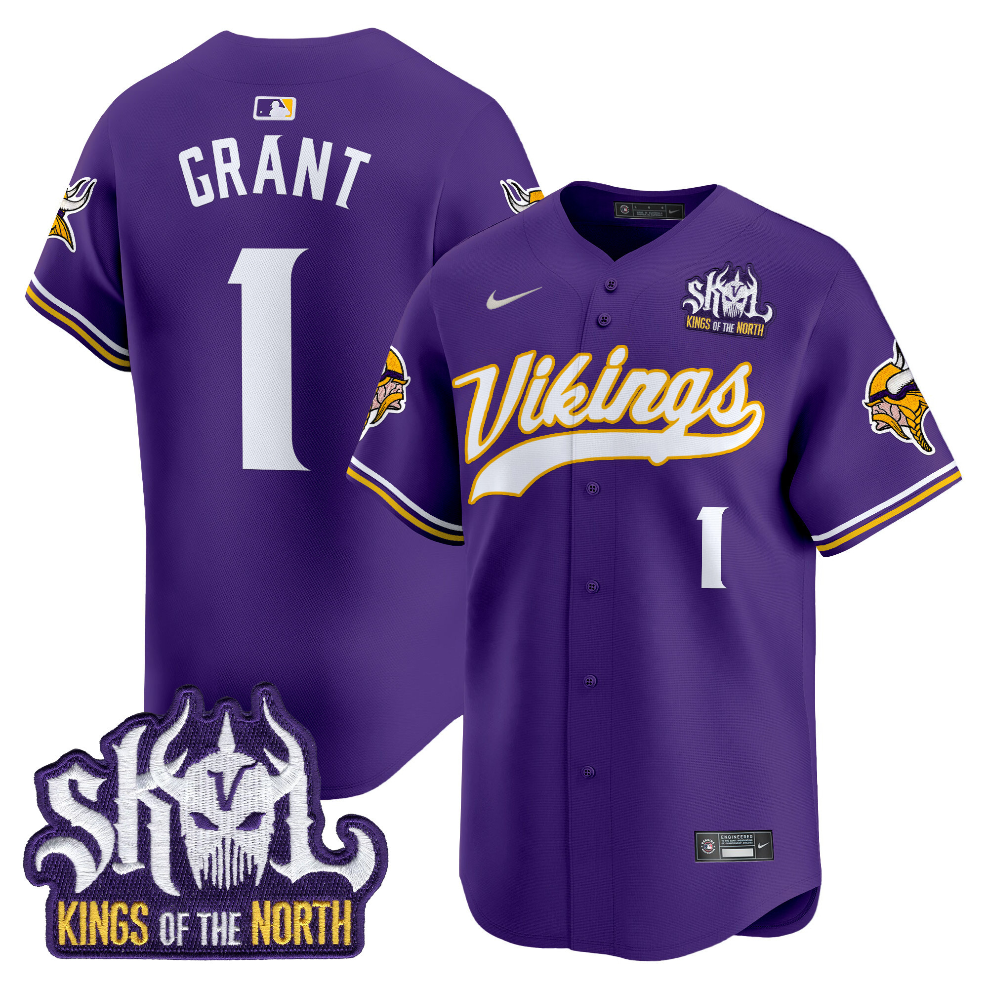 Men's Minnesota Vikings Kings Of The North Patch Vapor Premier Limited Jersey - All Stitched