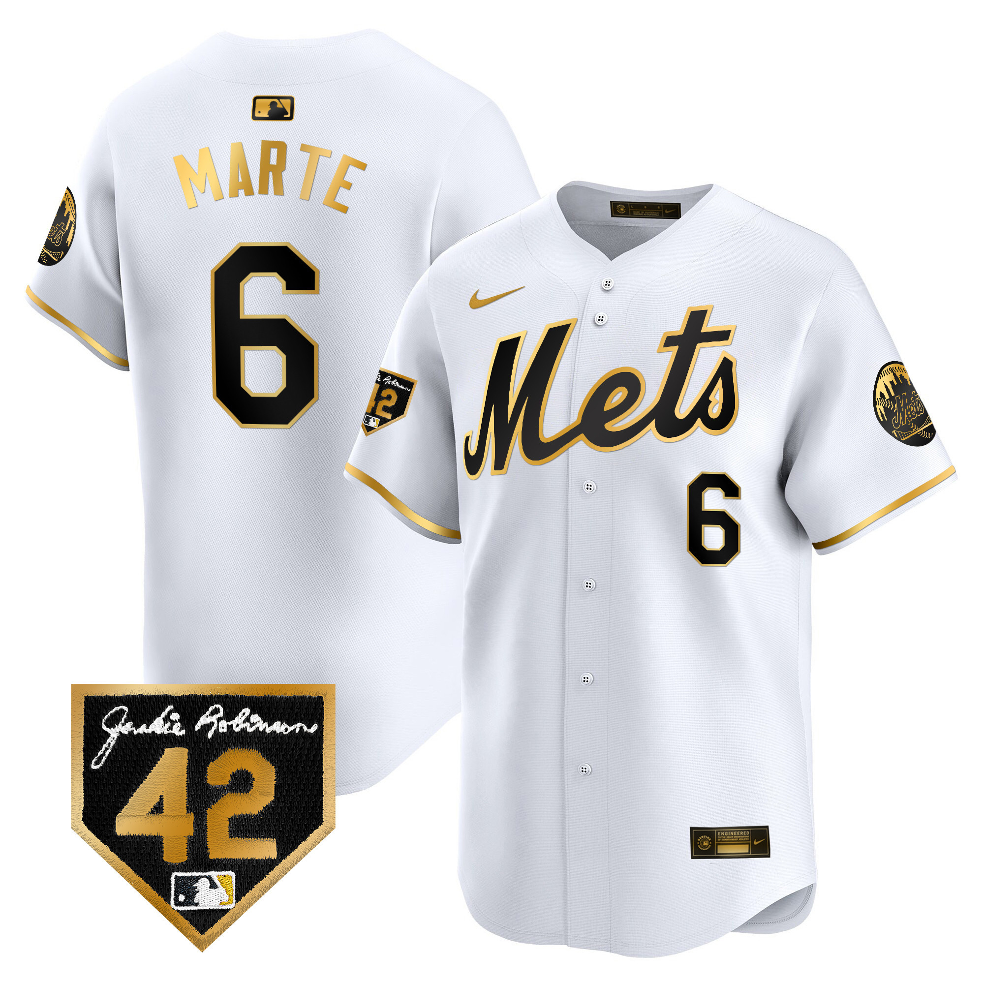 Men's New York Mets 2024 Jackie Robinson Patch Vapor Premier Limited Jersey - All Stitched