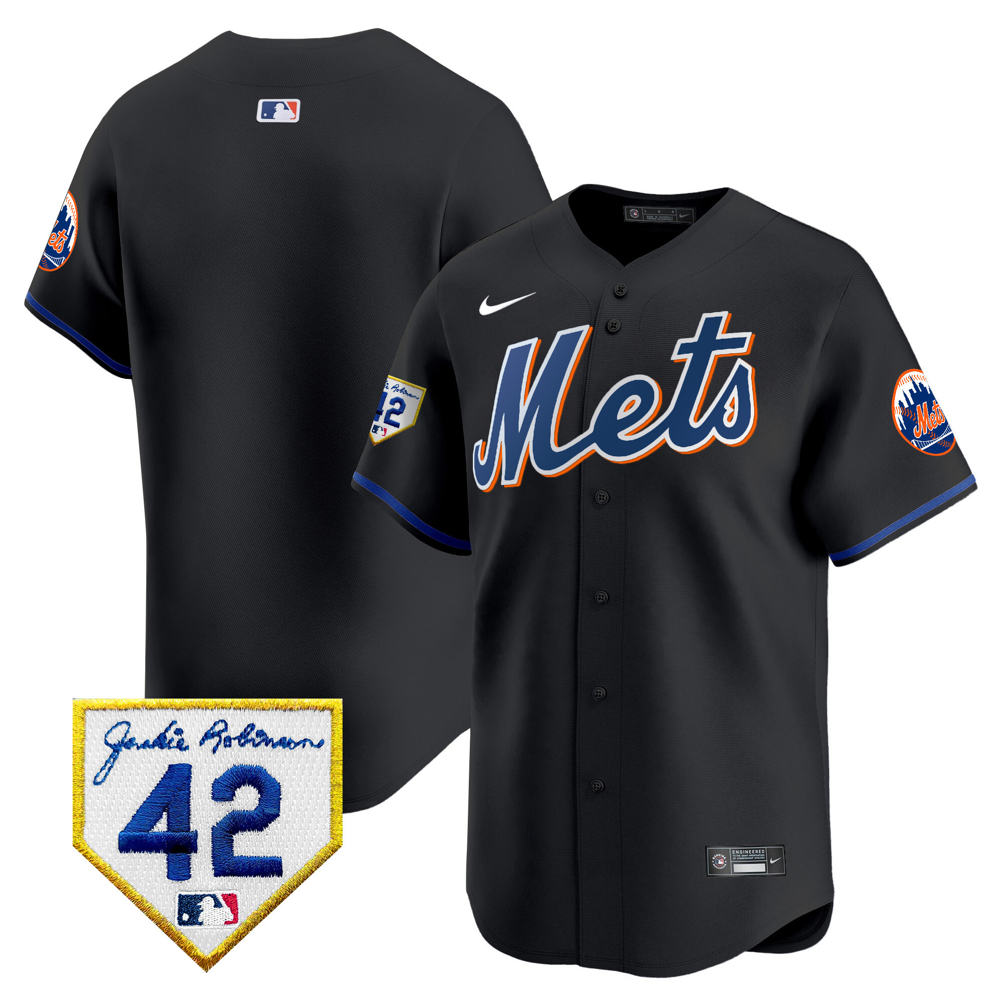 Men's New York Mets 2024 Jackie Robinson Patch Vapor Premier Limited Jersey - All Stitched