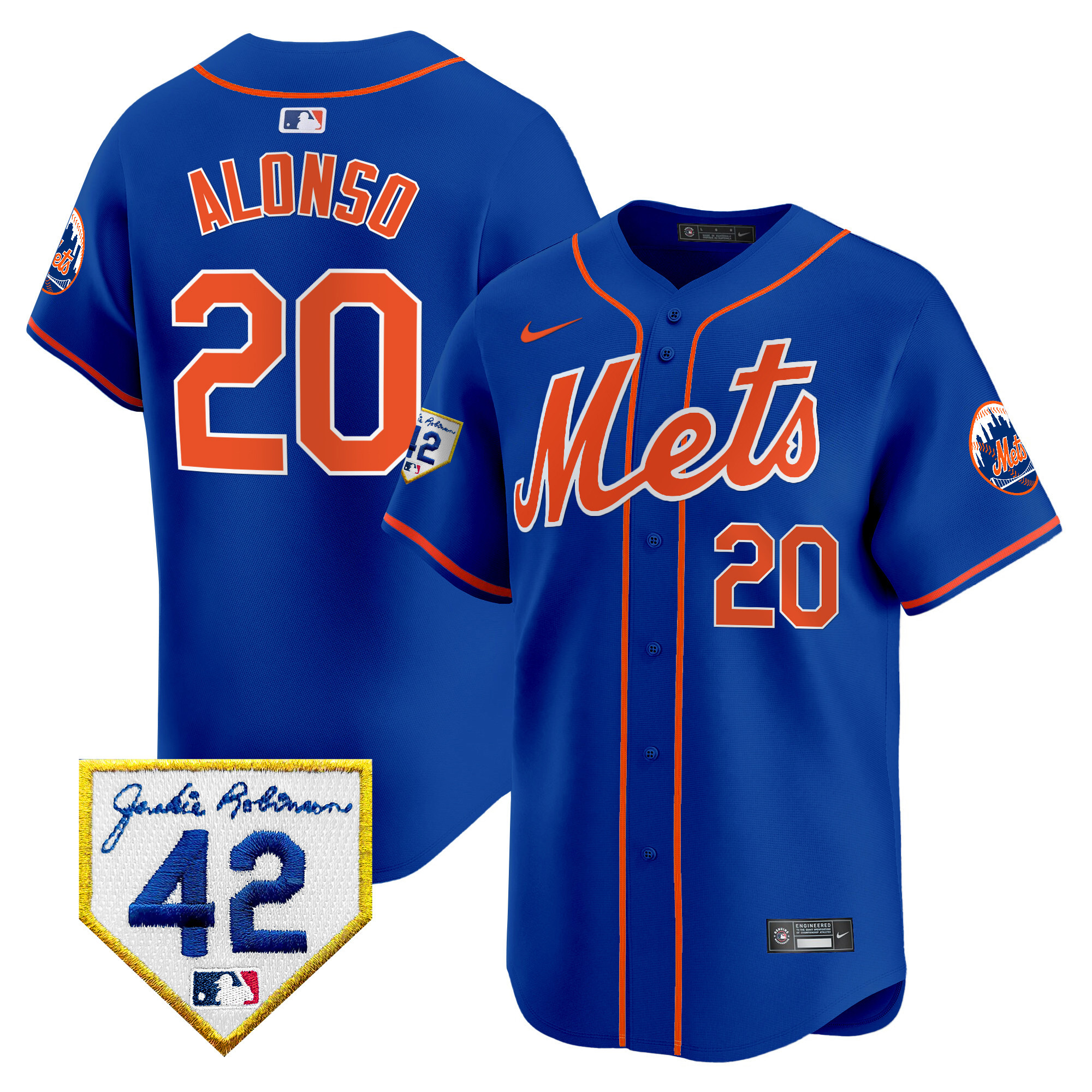 Men's New York Mets 2024 Jackie Robinson Patch Vapor Premier Limited Jersey - All Stitched