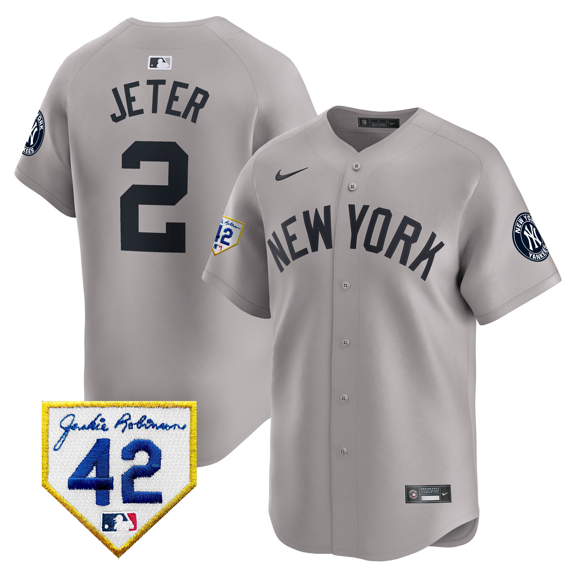Men's New York Yankees 2024 Jackie Robinson Patch Vapor Premier Limited Jersey - All Stitched