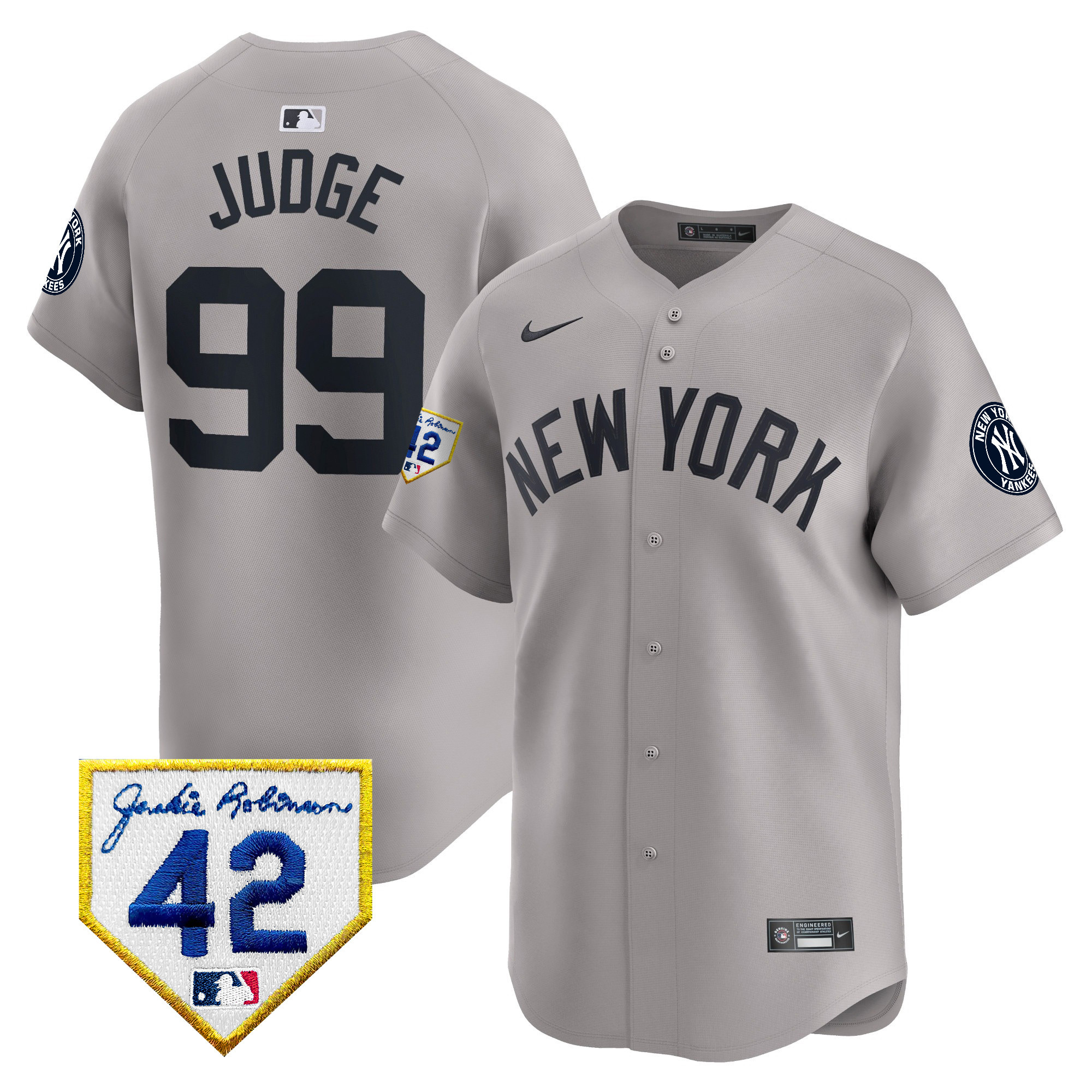Men's New York Yankees 2024 Jackie Robinson Patch Vapor Premier Limited Jersey - All Stitched