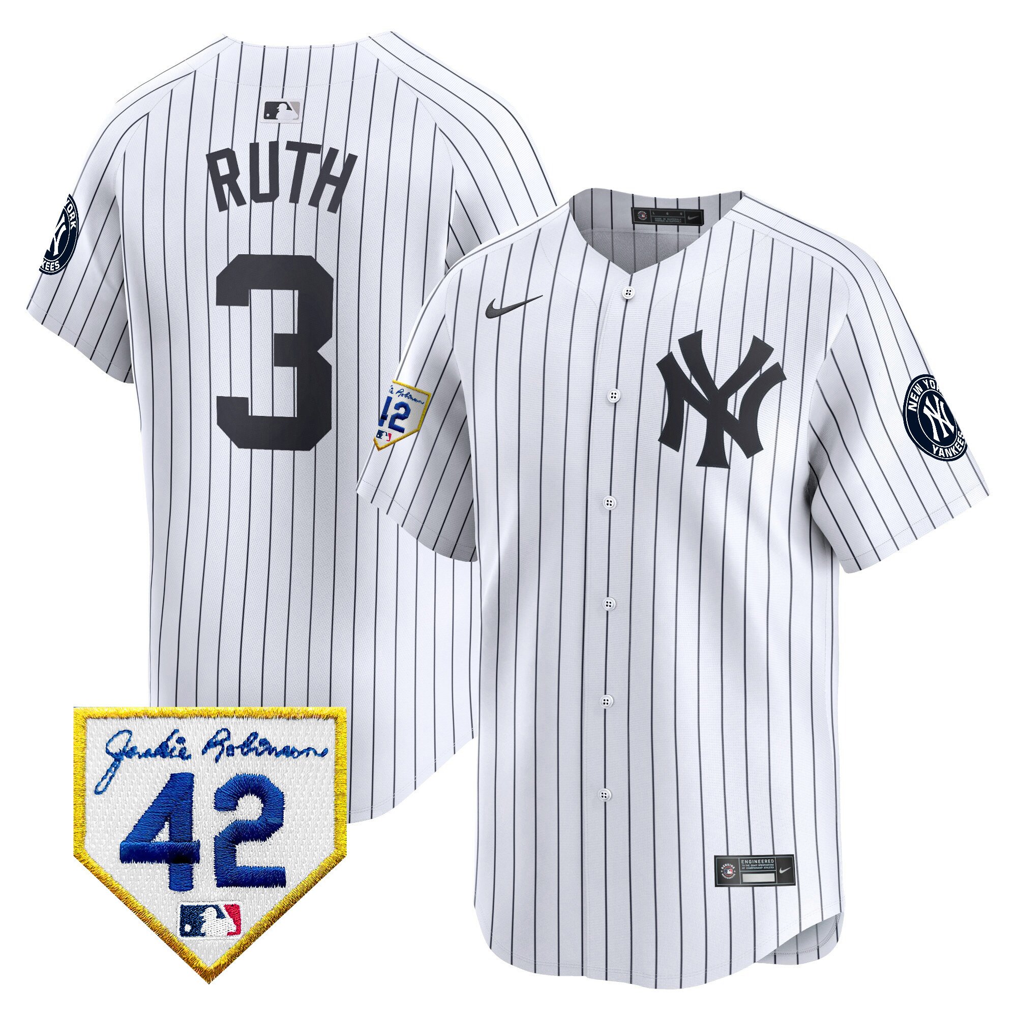 Men's New York Yankees 2024 Jackie Robinson Patch Vapor Premier Limited Jersey - All Stitched