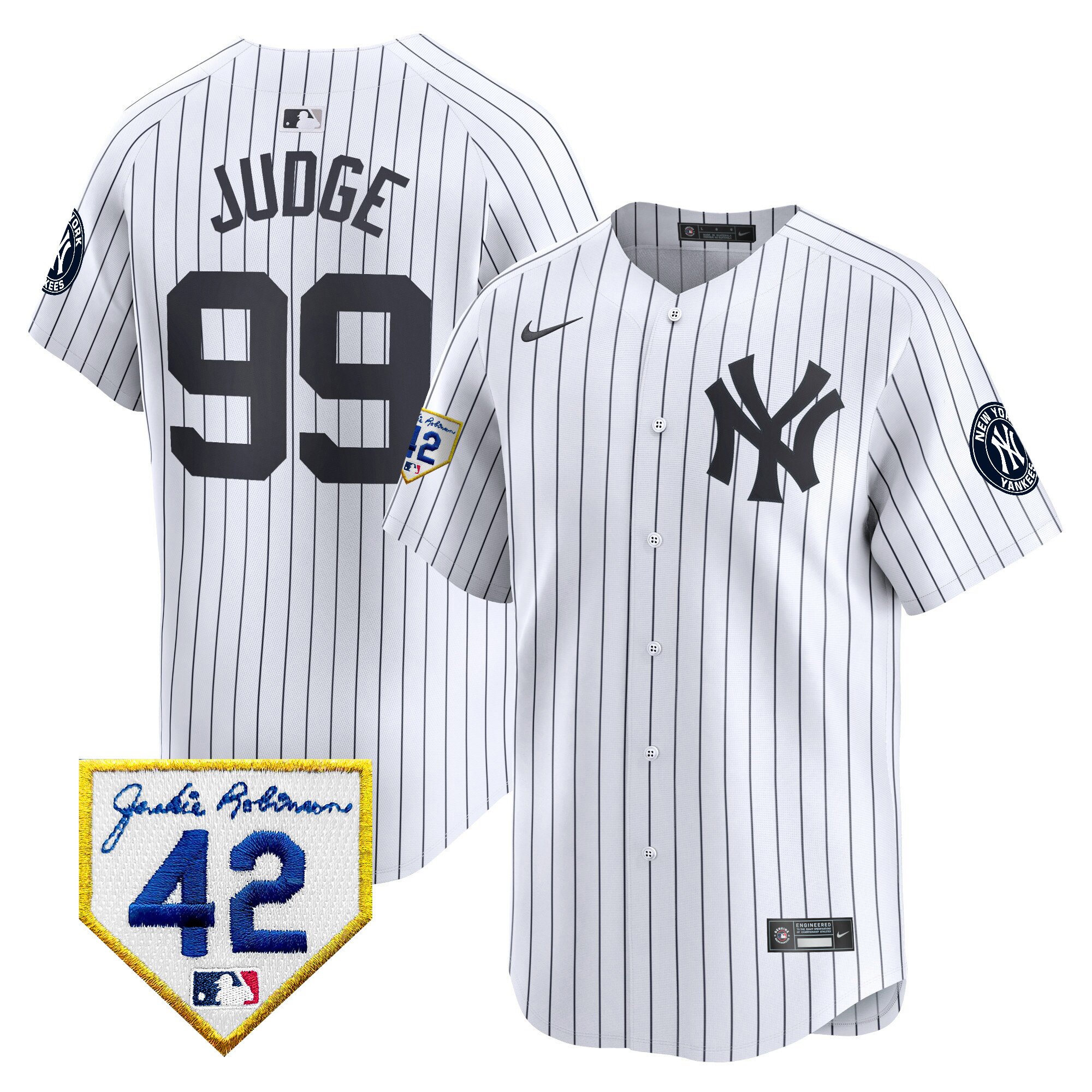 Men's New York Yankees 2024 Jackie Robinson Patch Vapor Premier Limited Jersey - All Stitched