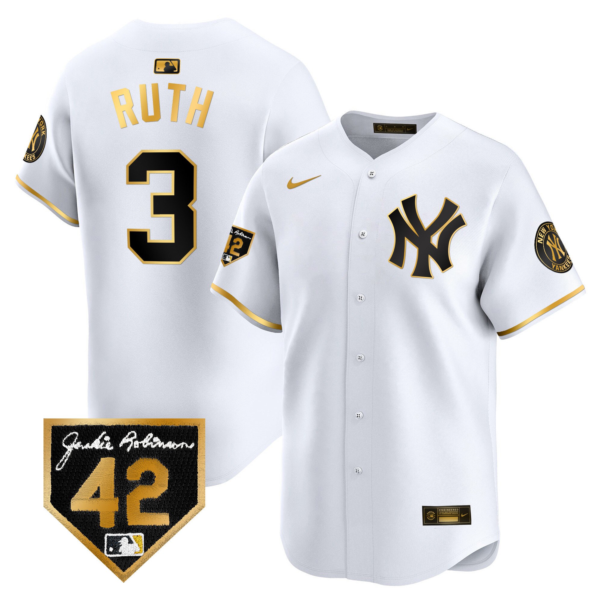 Men's New York Yankees 2024 Jackie Robinson Patch Vapor Premier Limited Jersey - All Stitched