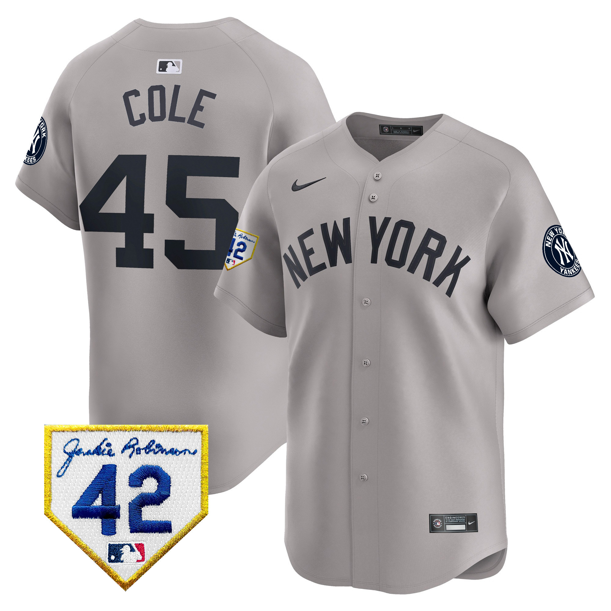 Men's New York Yankees 2024 Jackie Robinson Patch Vapor Premier Limited Jersey - All Stitched