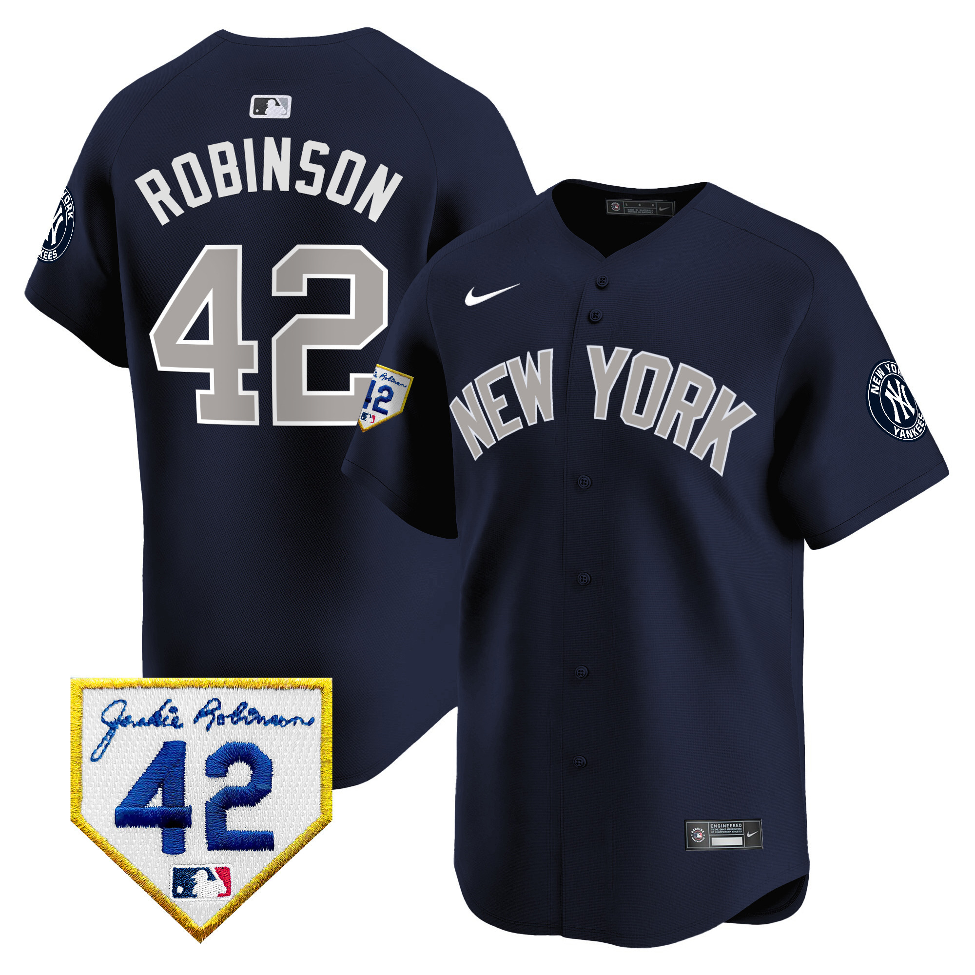 Men's New York Yankees 2024 Jackie Robinson Patch Vapor Premier Limited Jersey - All Stitched