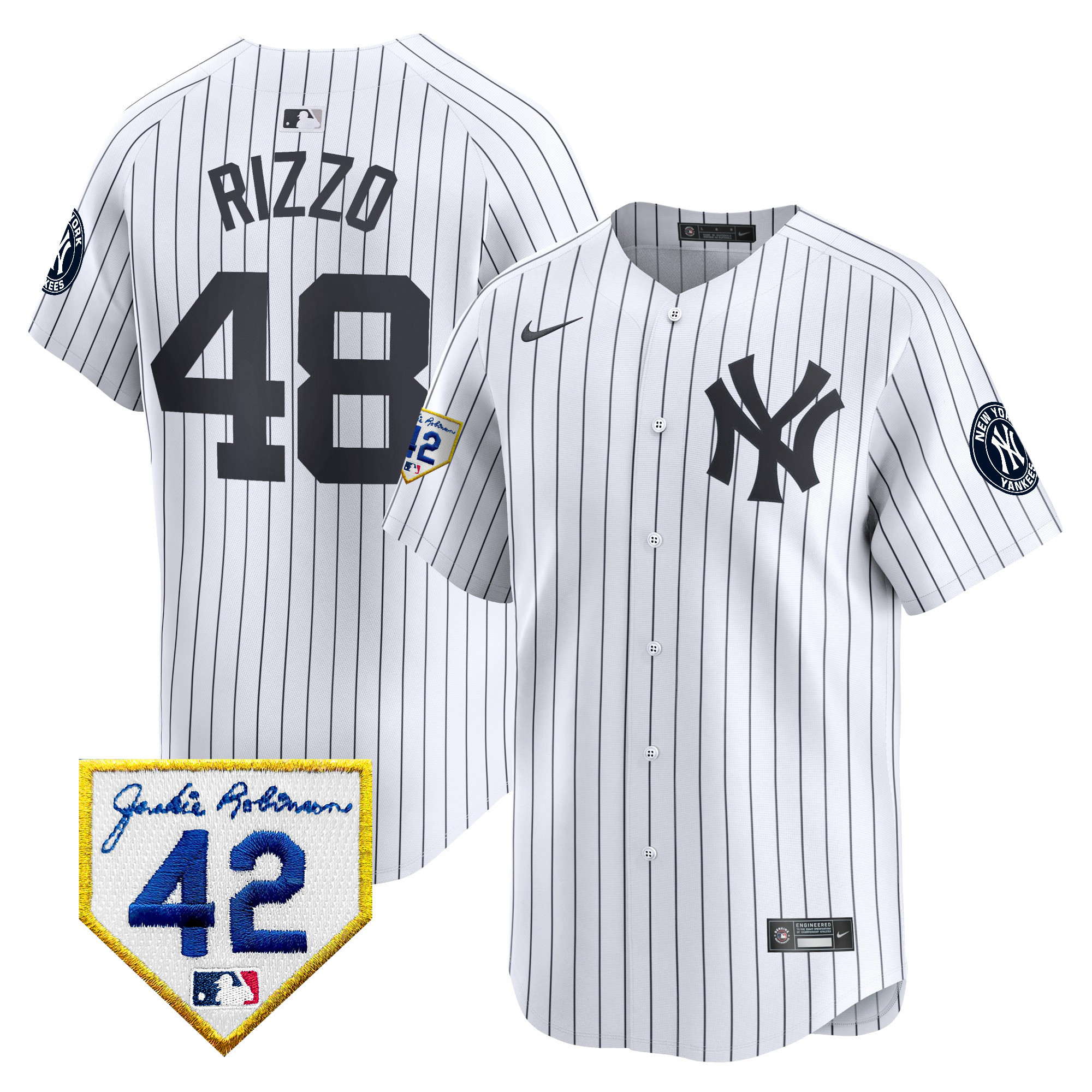 Men's New York Yankees 2024 Jackie Robinson Patch Vapor Premier Limited Jersey - All Stitched