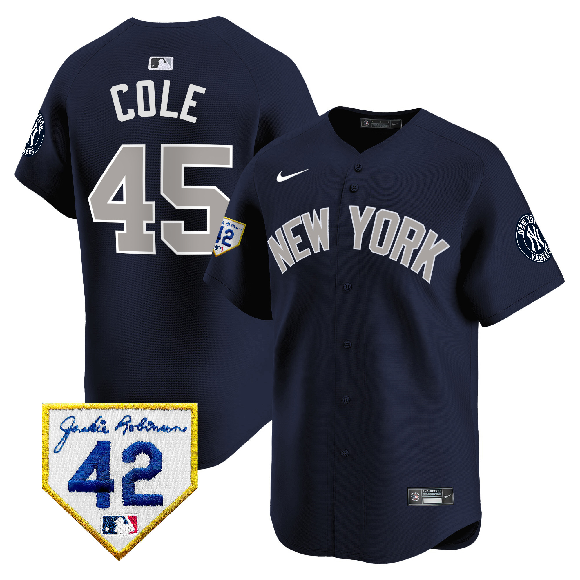 Men's New York Yankees 2024 Jackie Robinson Patch Vapor Premier Limited Jersey - All Stitched