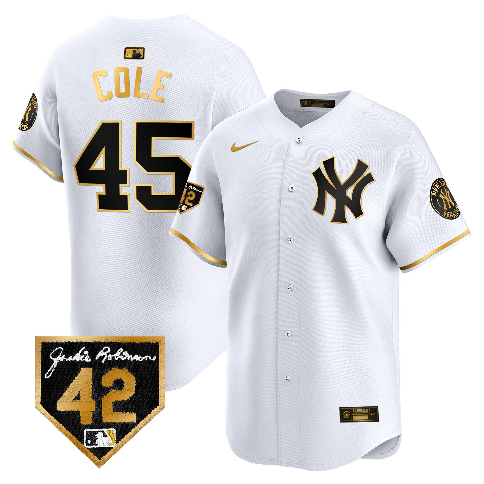 Men's New York Yankees 2024 Jackie Robinson Patch Vapor Premier Limited Jersey - All Stitched