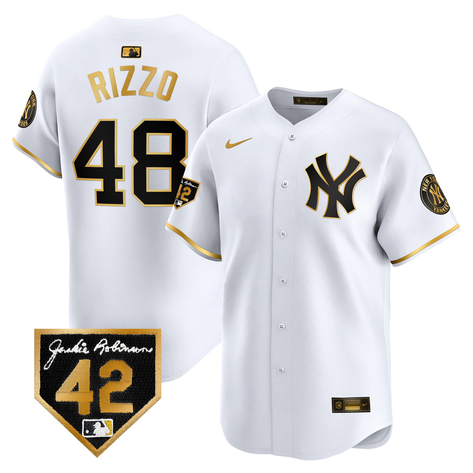 Men's New York Yankees 2024 Jackie Robinson Patch Vapor Premier Limited Jersey - All Stitched