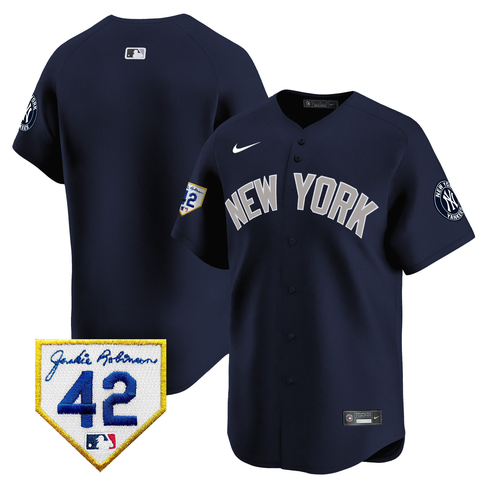 Men's New York Yankees 2024 Jackie Robinson Patch Vapor Premier Limited Jersey - All Stitched