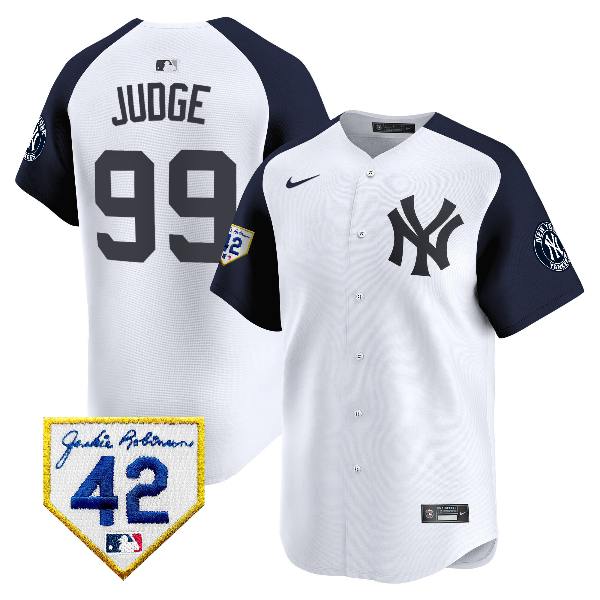 Men's New York Yankees 2024 Jackie Robinson Patch Vapor Premier Limited Jersey - All Stitched