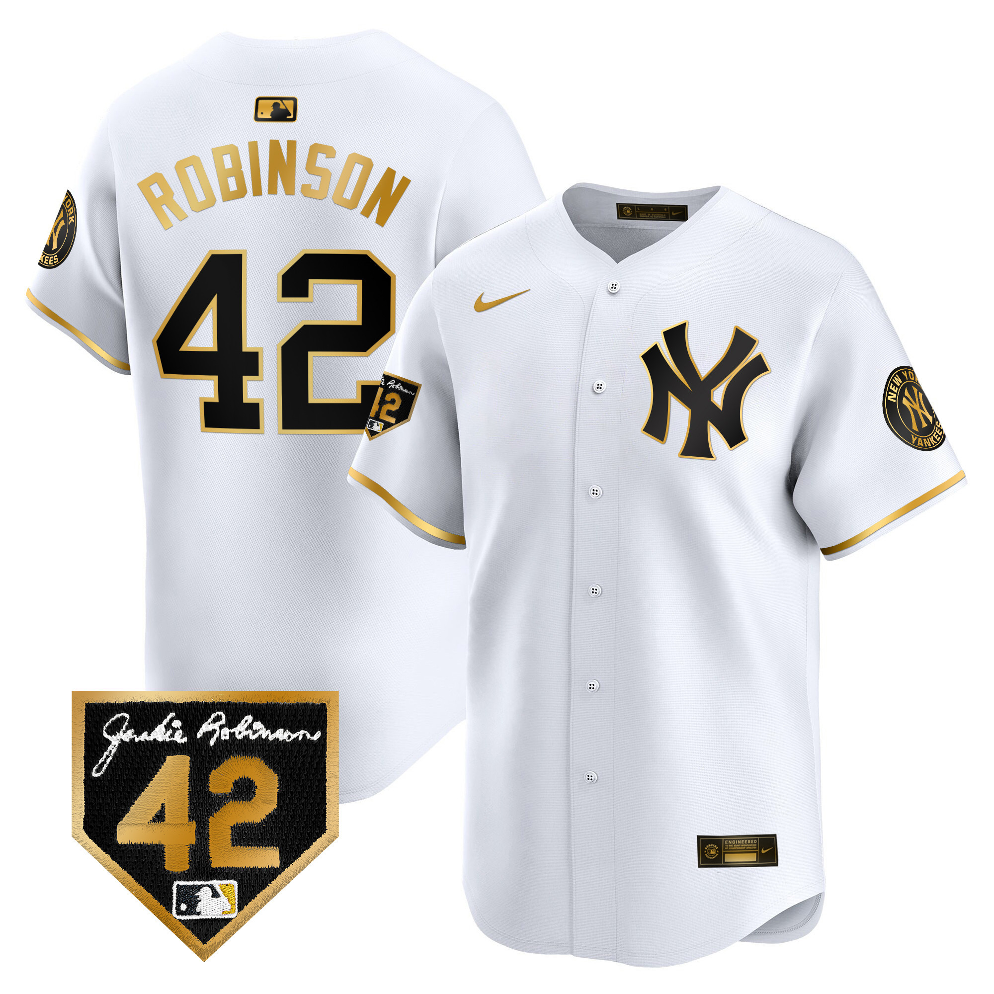 Men's New York Yankees 2024 Jackie Robinson Patch Vapor Premier Limited Jersey - All Stitched