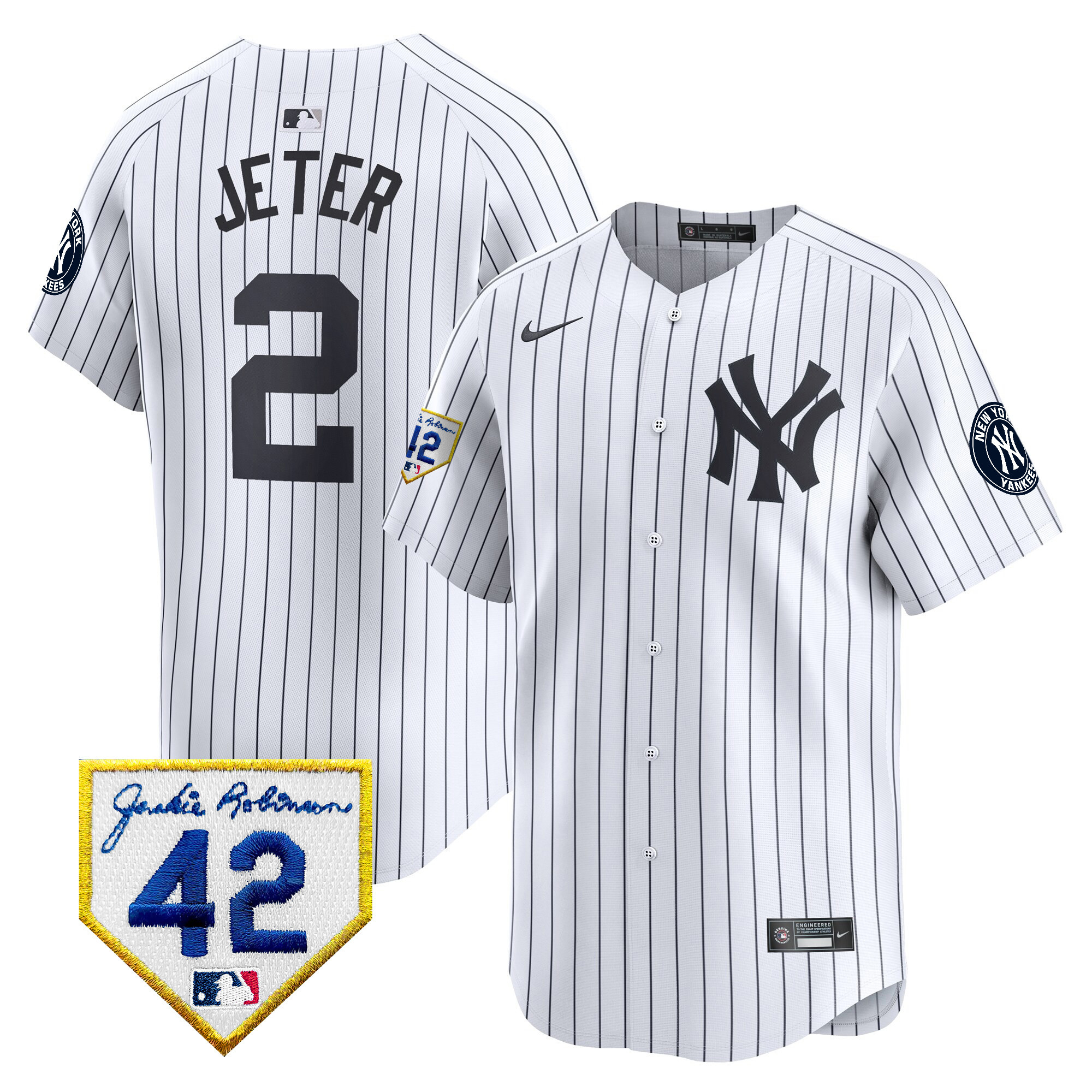 Men's New York Yankees 2024 Jackie Robinson Patch Vapor Premier Limited Jersey - All Stitched