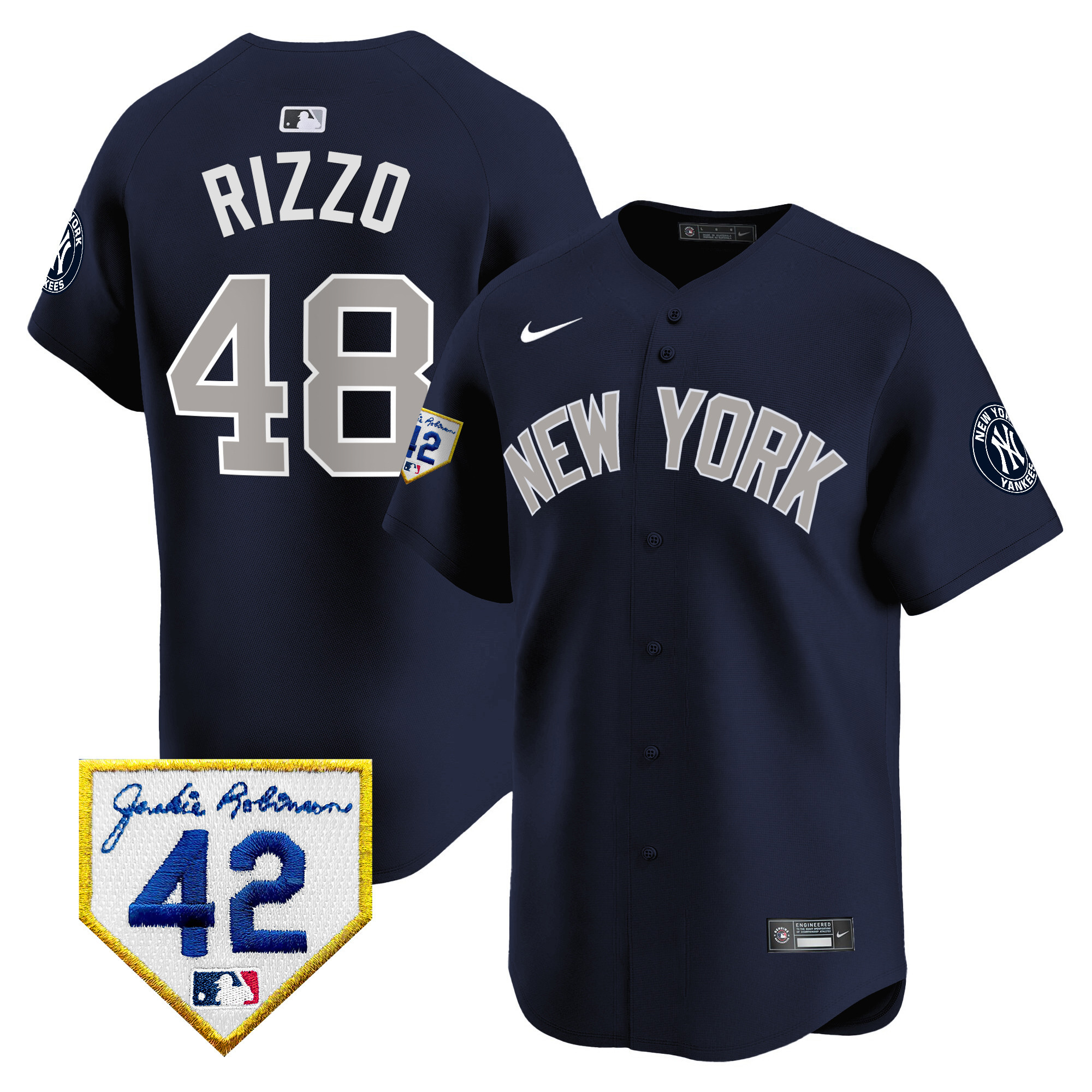 Men's New York Yankees 2024 Jackie Robinson Patch Vapor Premier Limited Jersey - All Stitched