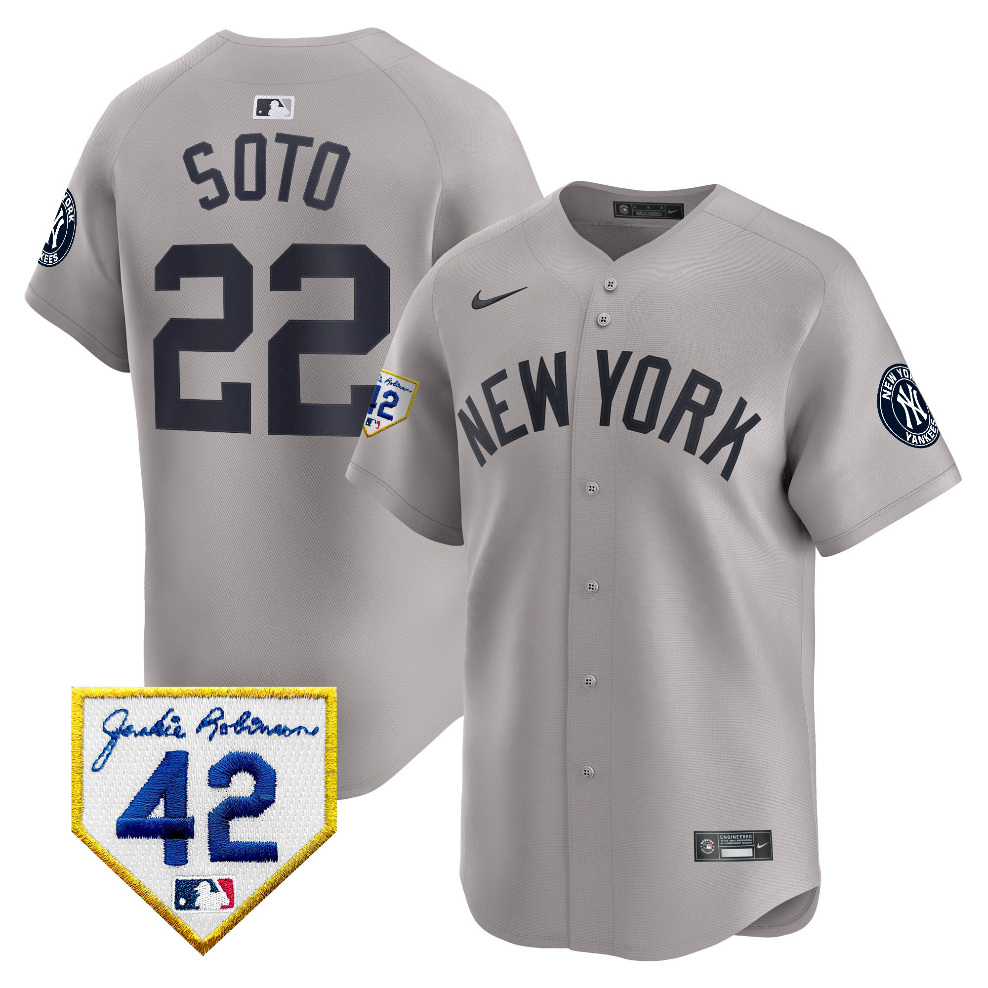 Men's New York Yankees 2024 Jackie Robinson Patch Vapor Premier Limited Jersey - All Stitched