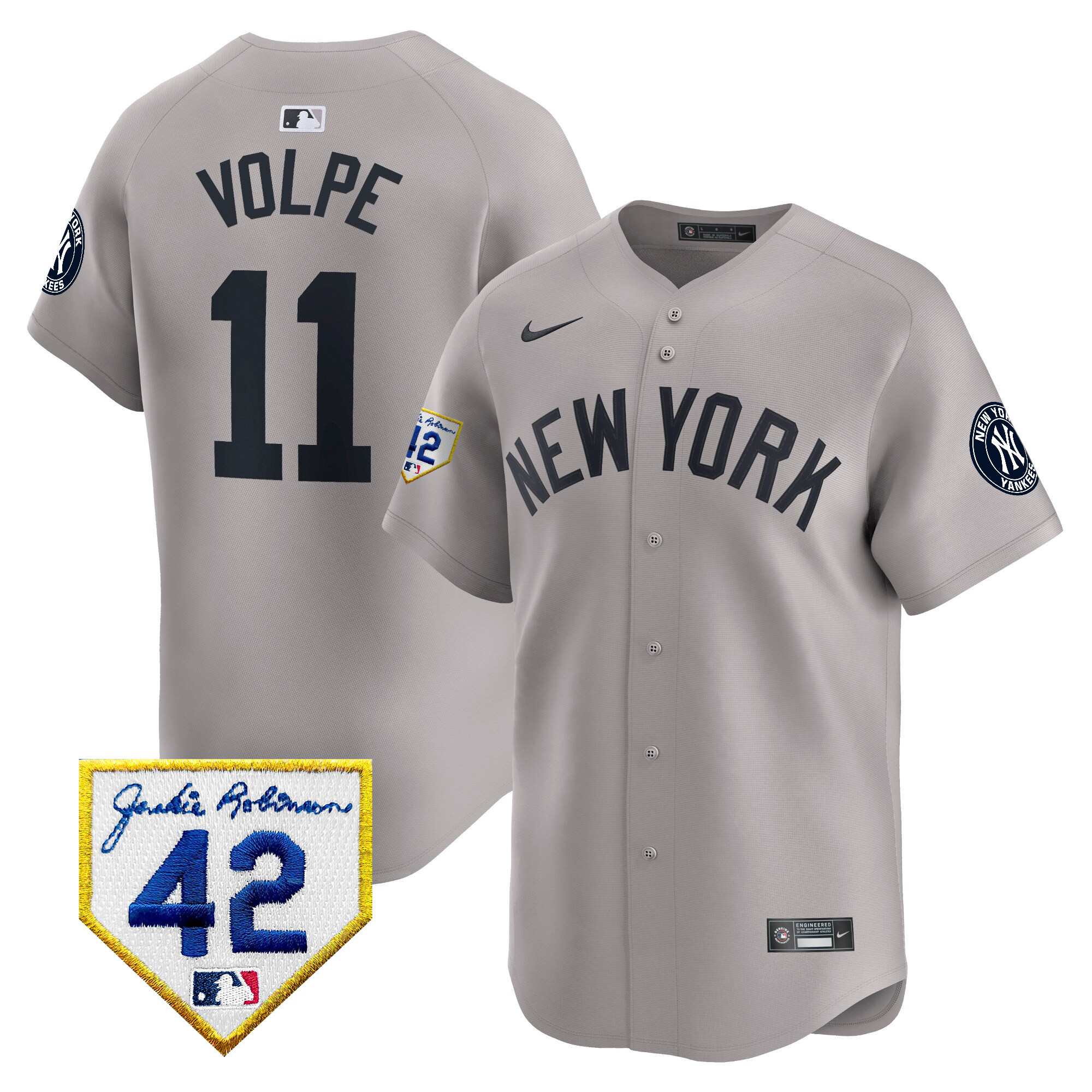 Men's New York Yankees 2024 Jackie Robinson Patch Vapor Premier Limited Jersey - All Stitched