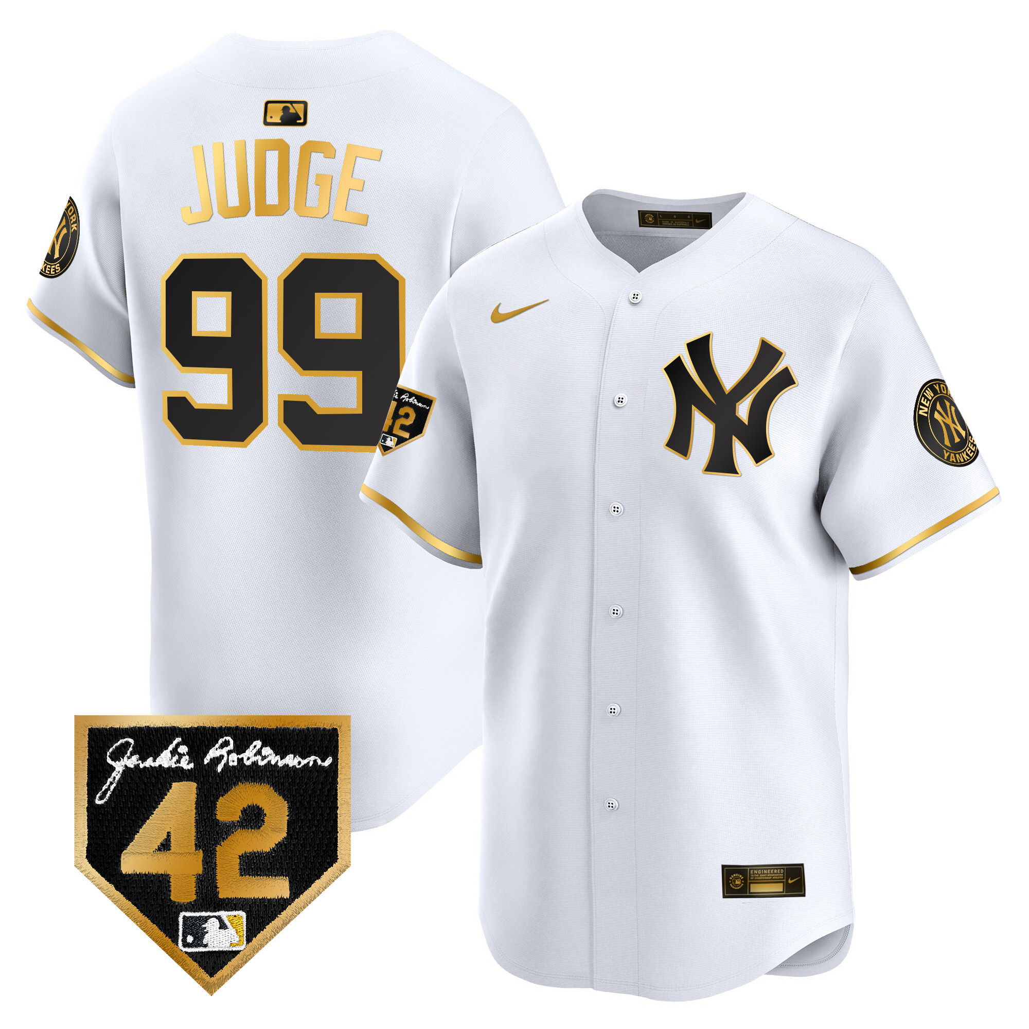 Men's New York Yankees 2024 Jackie Robinson Patch Vapor Premier Limited Jersey - All Stitched