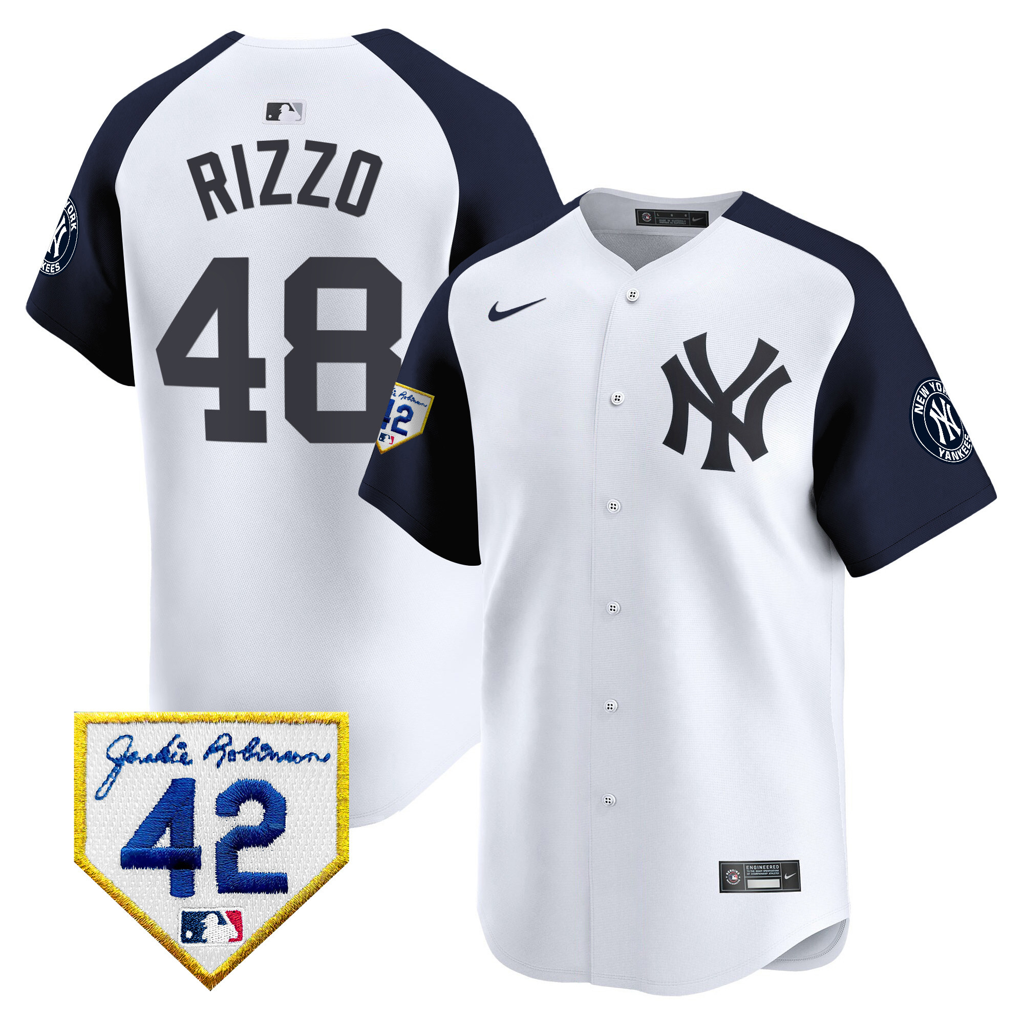 Men's New York Yankees 2024 Jackie Robinson Patch Vapor Premier Limited Jersey - All Stitched