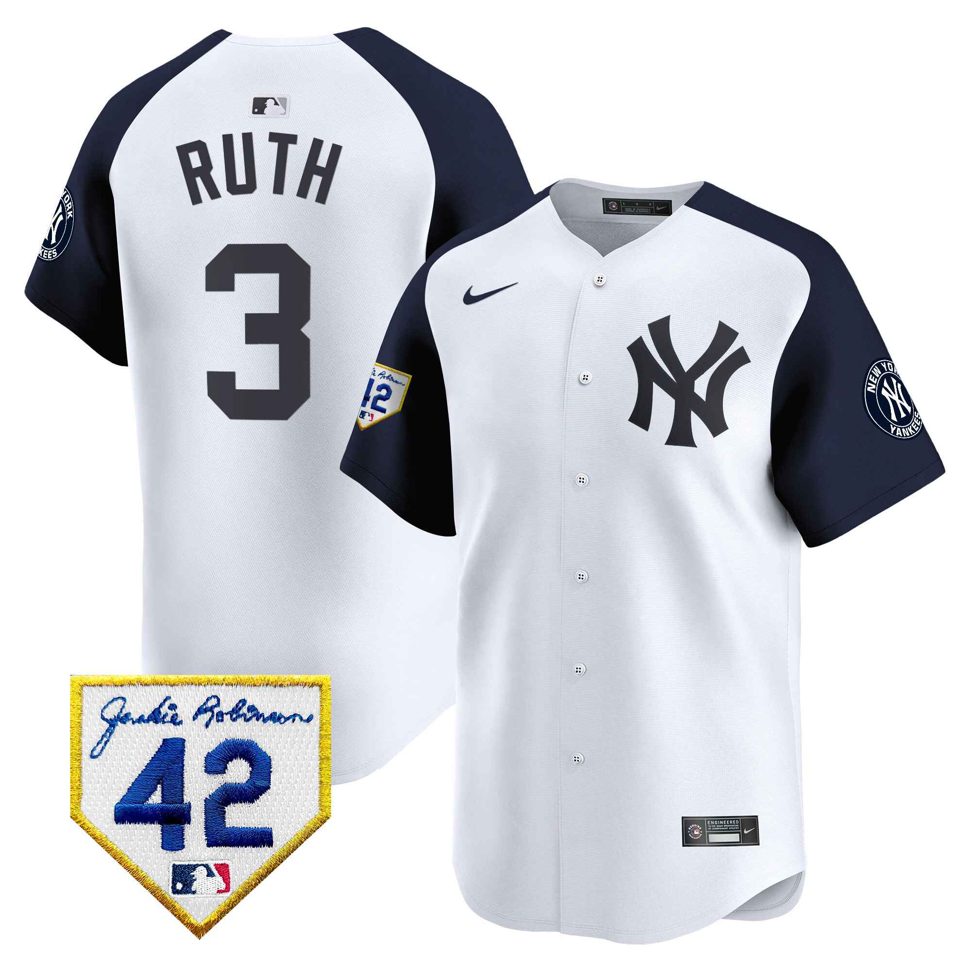 Men's New York Yankees 2024 Jackie Robinson Patch Vapor Premier Limited Jersey - All Stitched