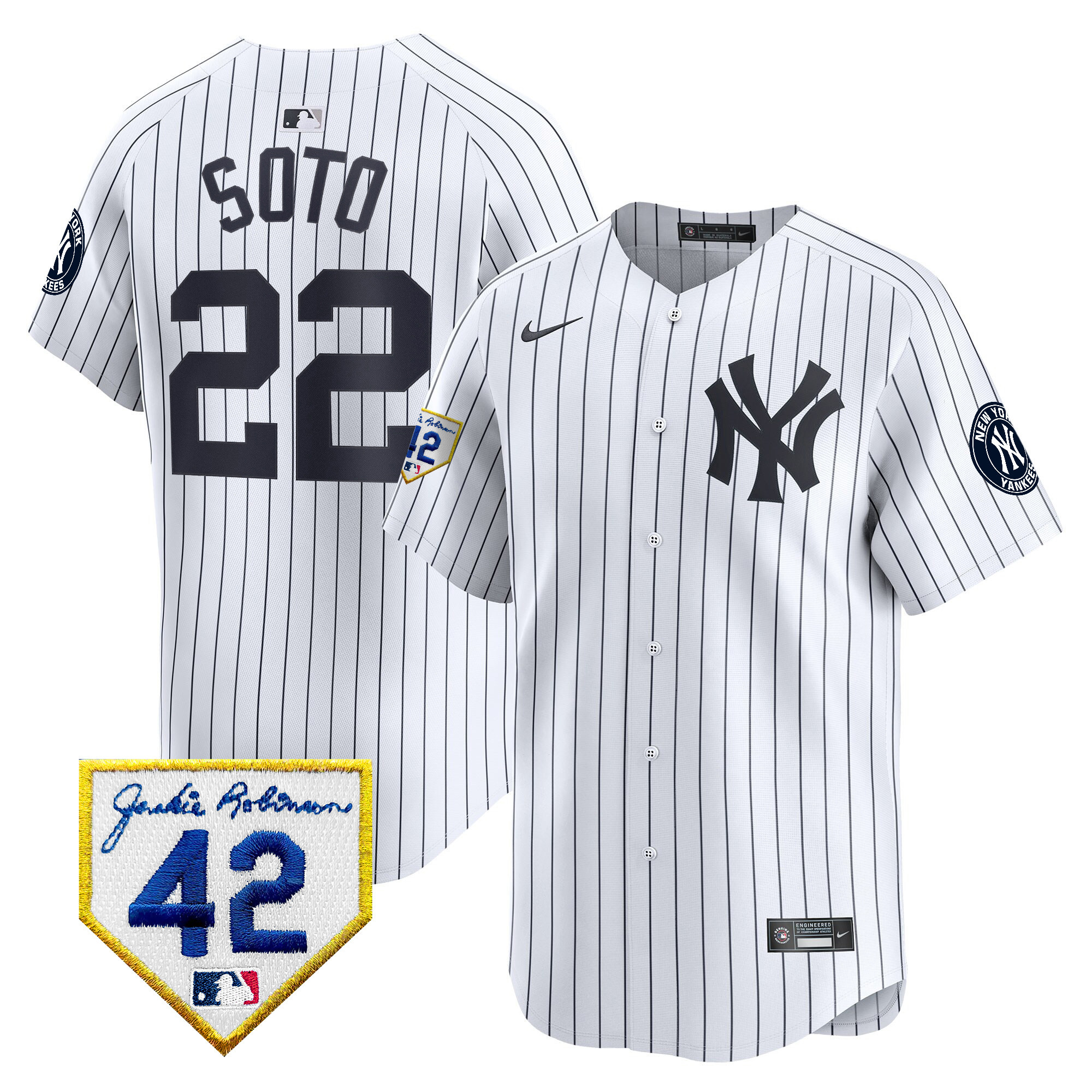 Men's New York Yankees 2024 Jackie Robinson Patch Vapor Premier Limited Jersey - All Stitched