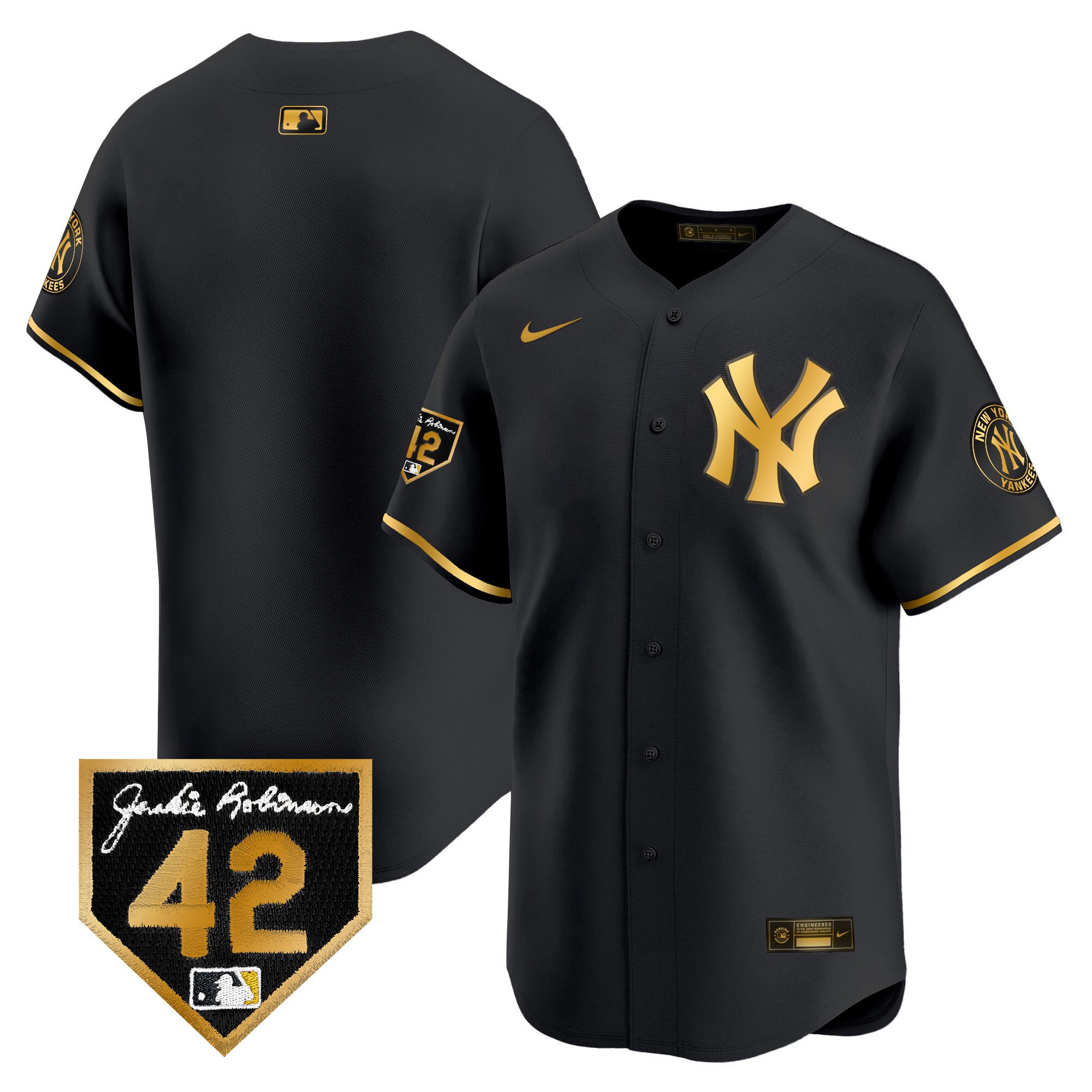 Men's New York Yankees 2024 Jackie Robinson Patch Vapor Premier Limited Jersey - All Stitched