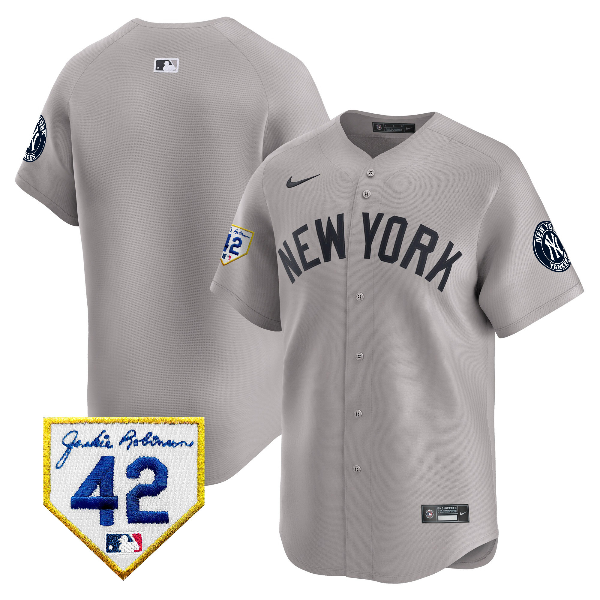 Men's New York Yankees 2024 Jackie Robinson Patch Vapor Premier Limited Jersey - All Stitched